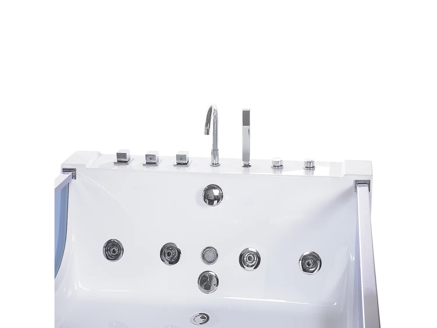 Hoek bubbelbad met LED CURACAO 180 x 120 cm Wit