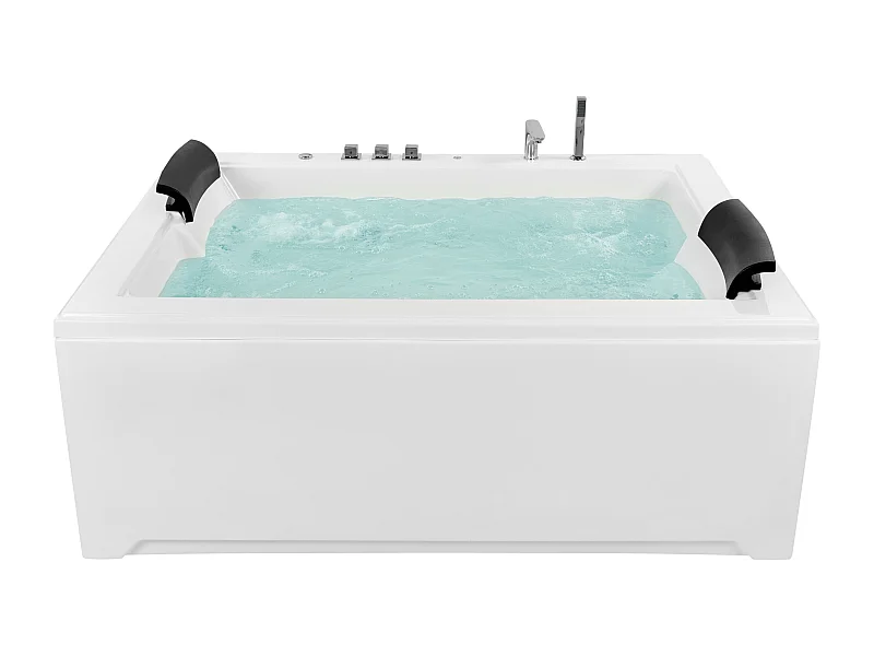 Baignoire d'angle à remous avec LED SALAMANCA 183 x 142 cm Blanc