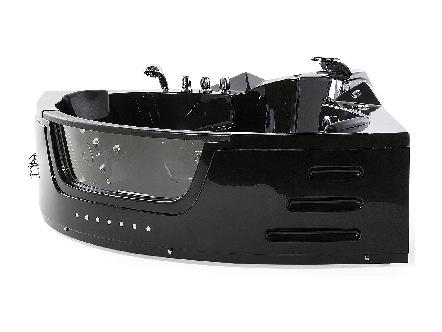 Baignoire d'angle à remous avec LED MARTINICA 198 x 144 cm Noir