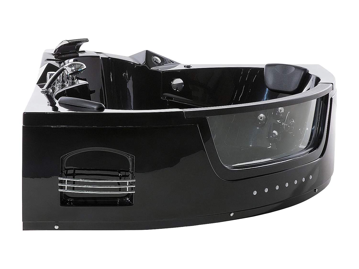 Baignoire d'angle à remous avec LED MARTINICA 198 x 144 cm Noir