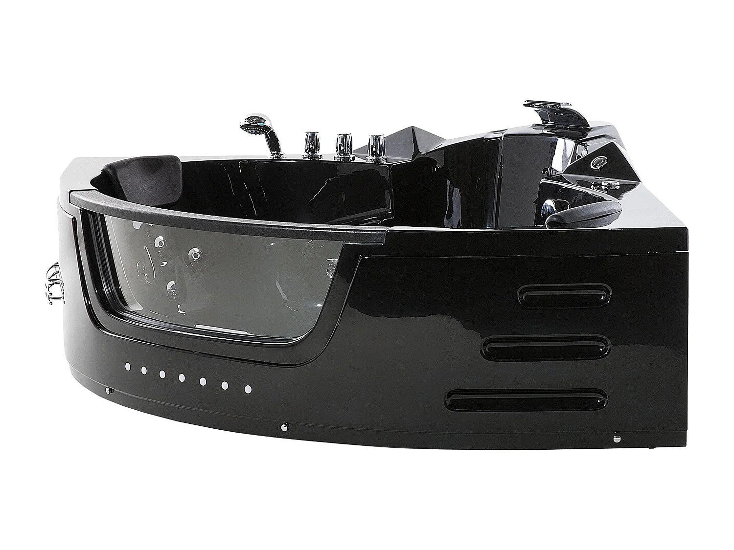 Baignoire d'angle à remous avec LED MARTINICA 198 x 144 cm Noir