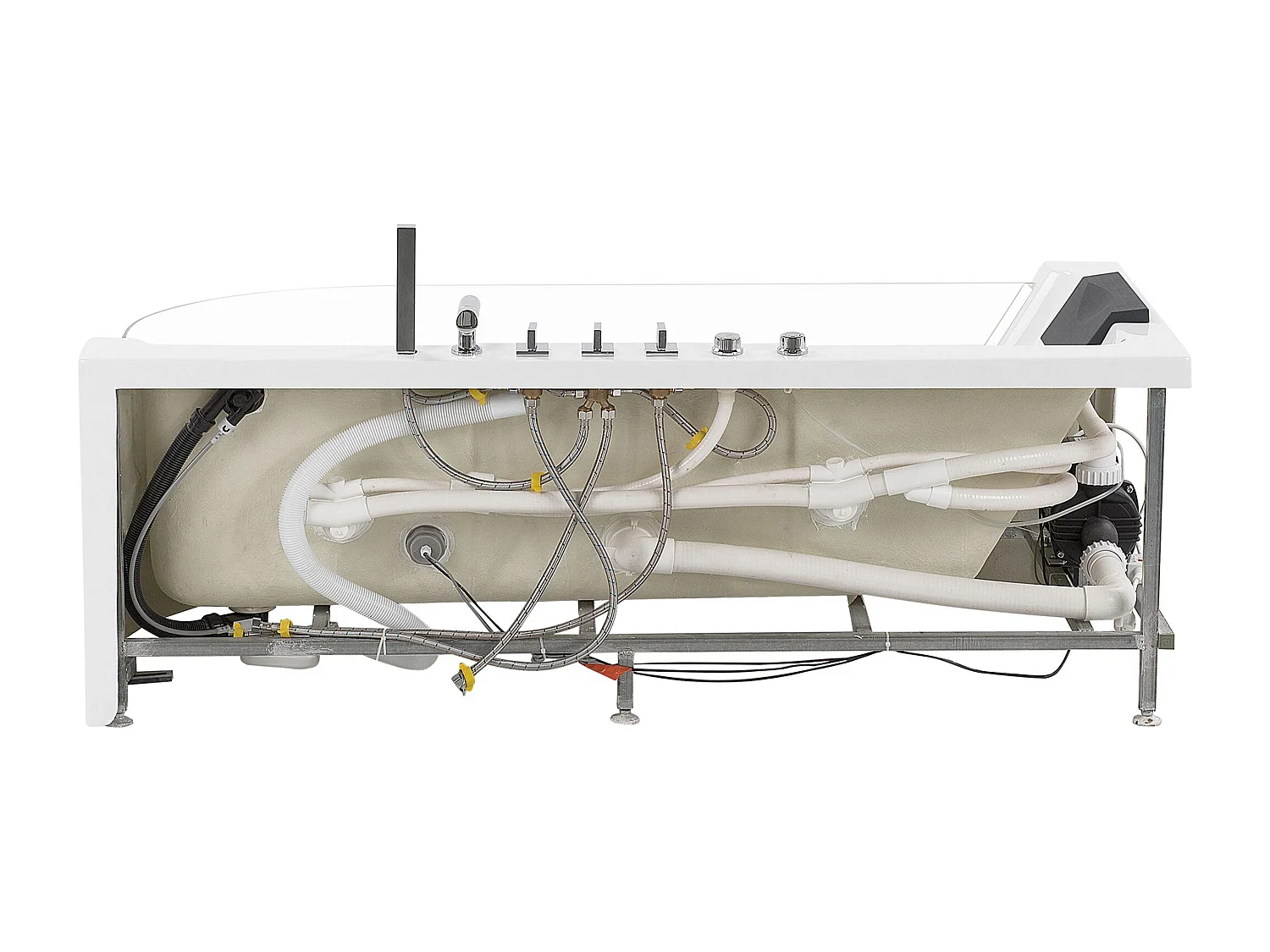 Wanna narożna z hydromasażem LED ACUARIO Prawostronny 170 x 80 cm Biały