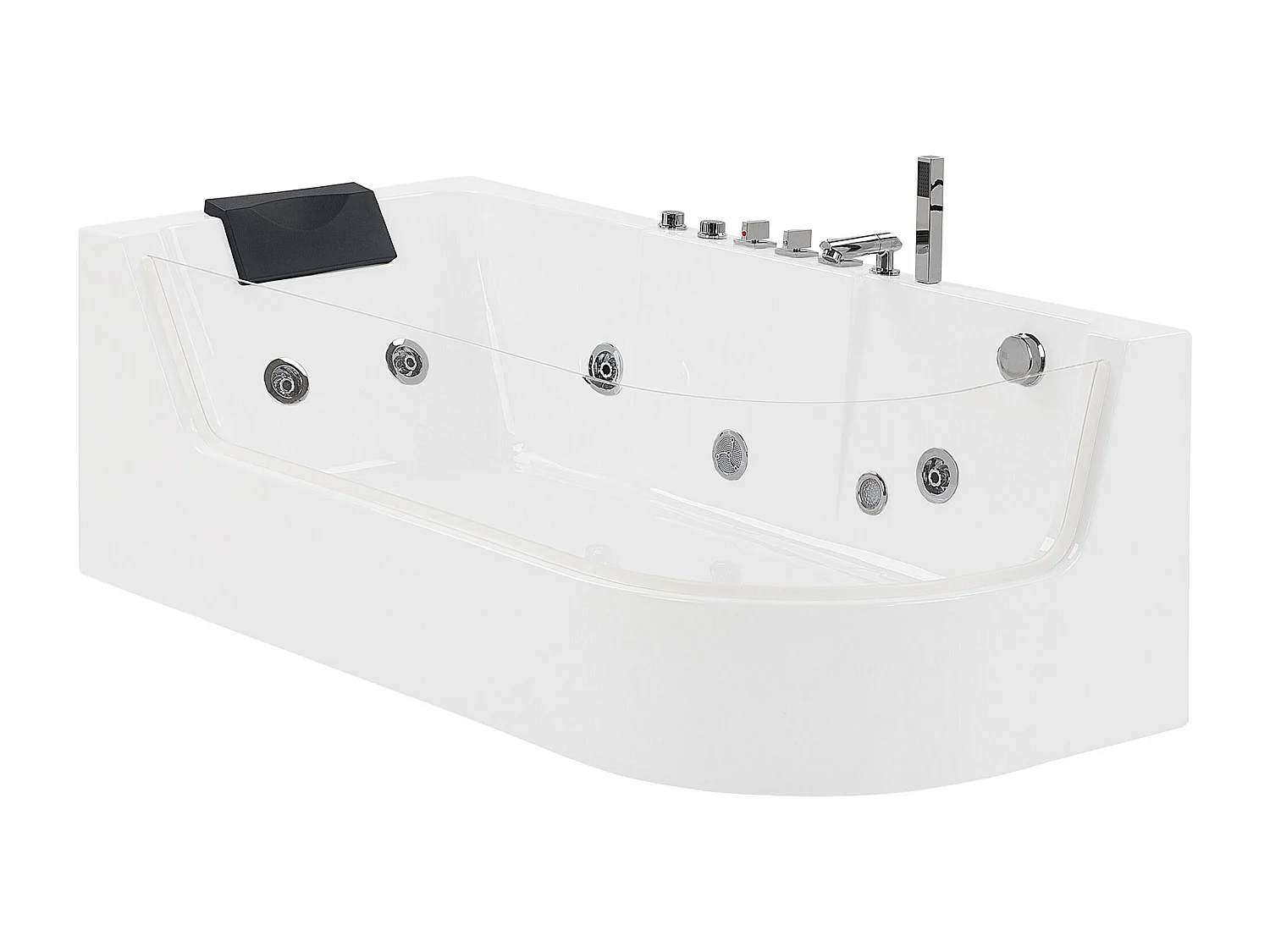 Baignoire d'angle à remous avec LED ACUARIO Côté droit 170 x 80 cm Blanc