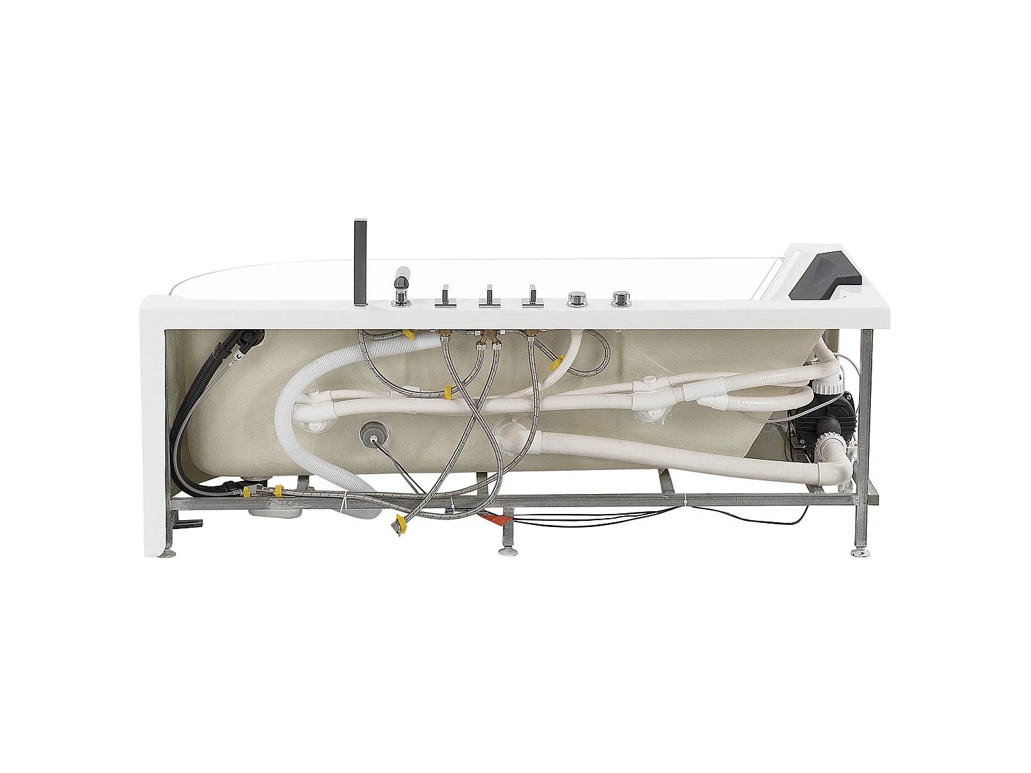 Baignoire d'angle à remous avec LED ACUARIO Côté droit 170 x 80 cm Blanc