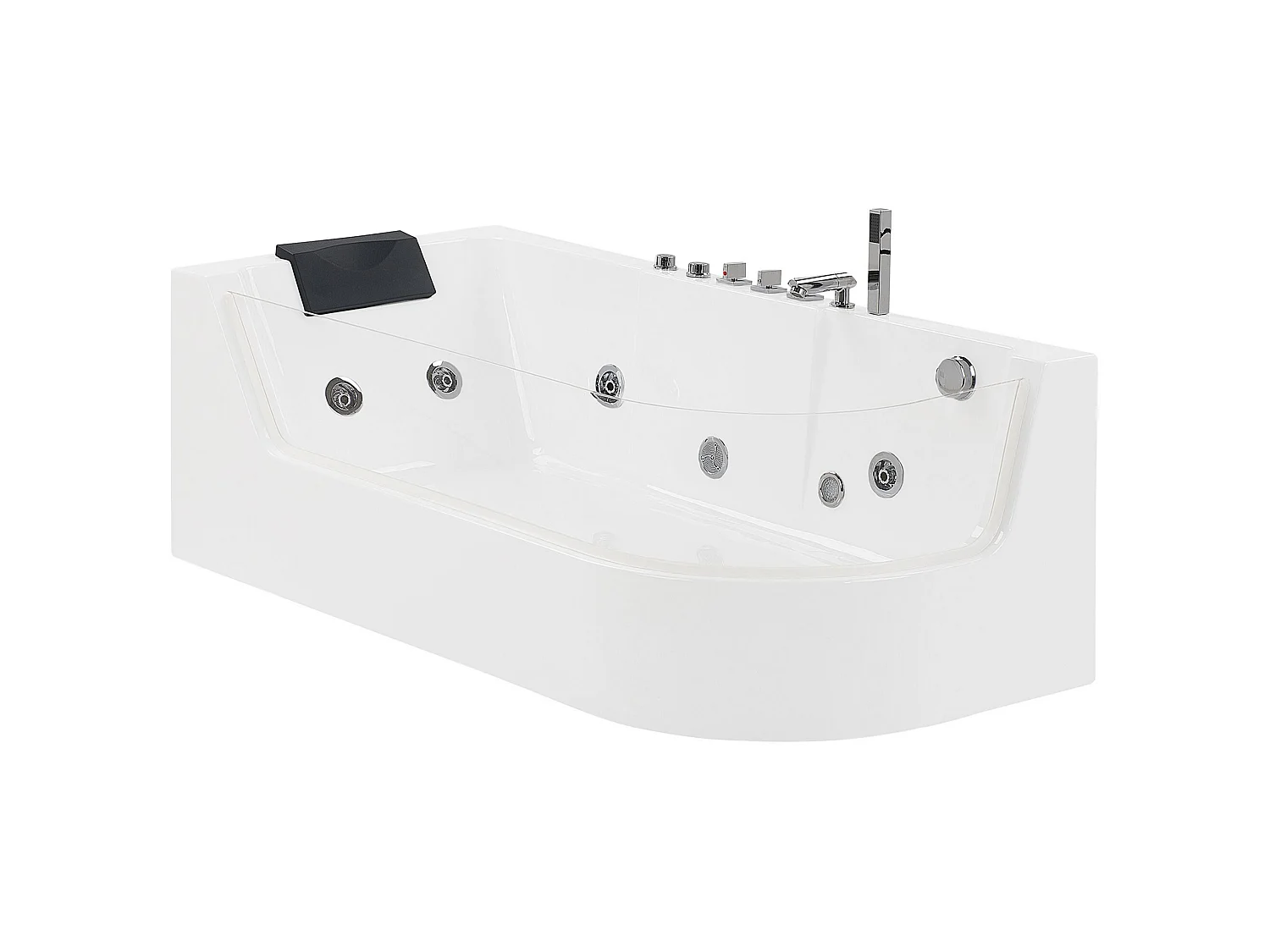 Baignoire d'angle à remous avec LED ACUARIO Côté droit 170 x 80 cm Blanc