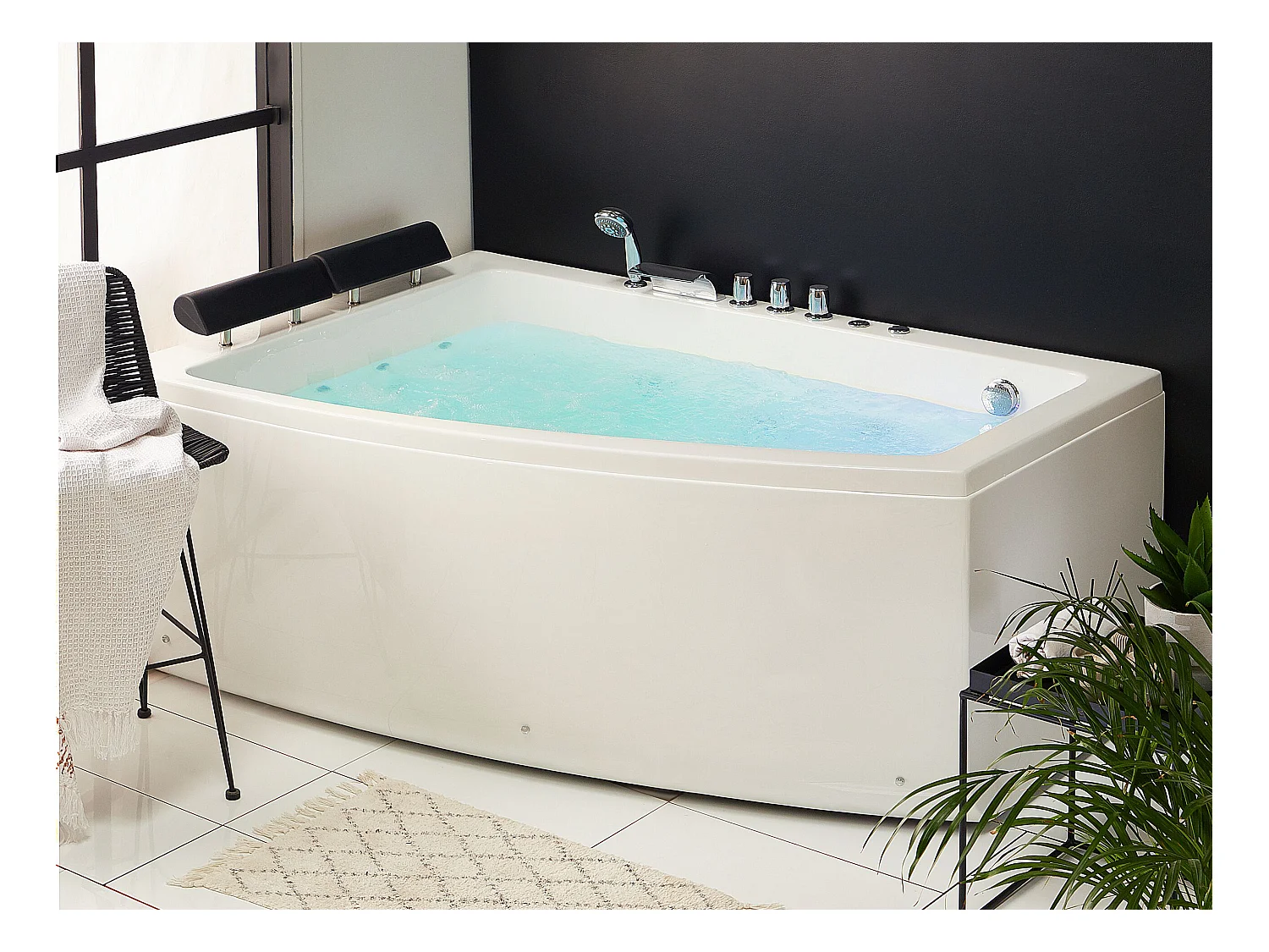 Banheira de hidromassagem de canto SERRANA à direita Branco