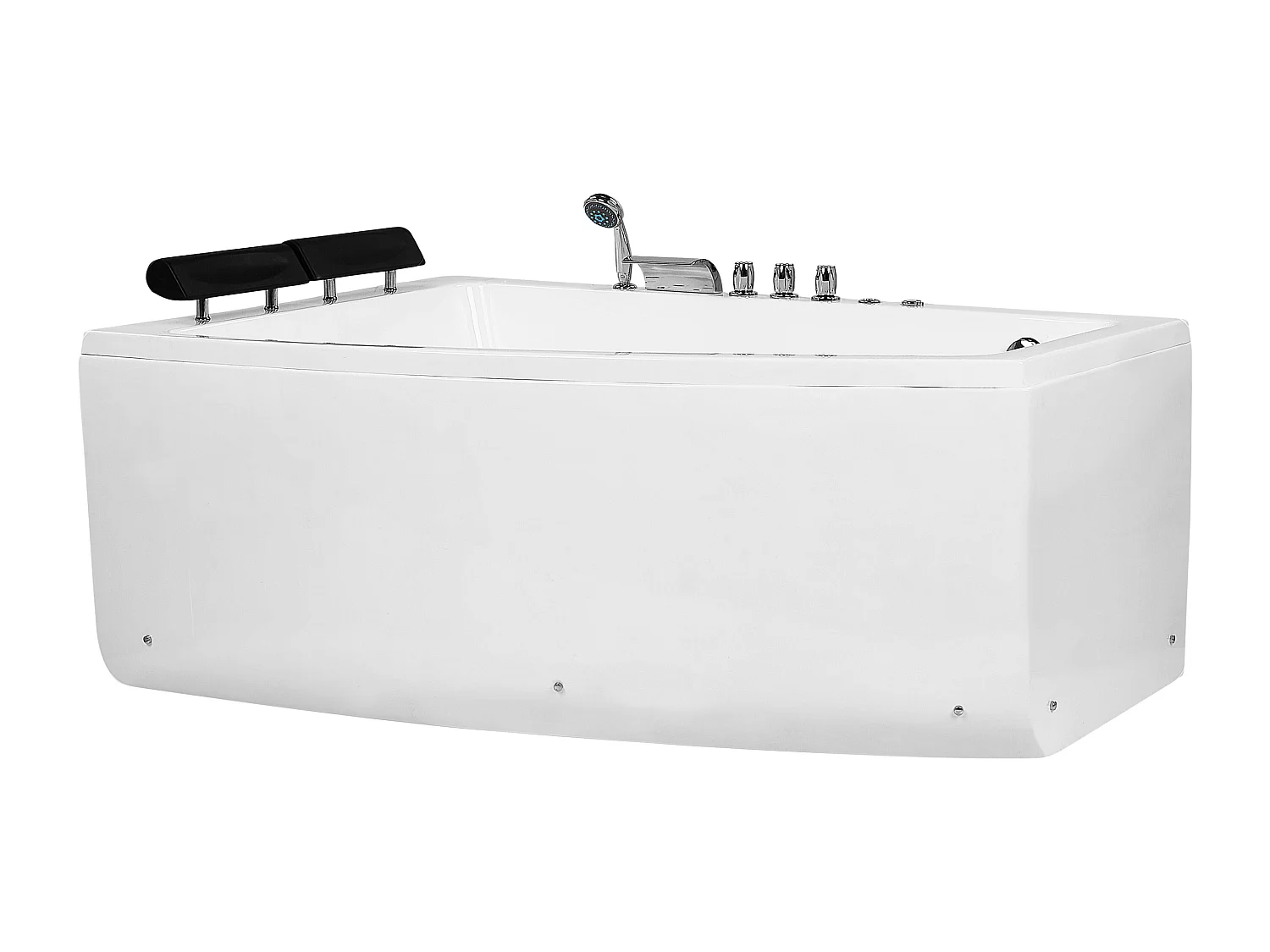 Baignoire d'angle à remous avec LED SERRANA Côté droit 182 x 121 cm Blanc