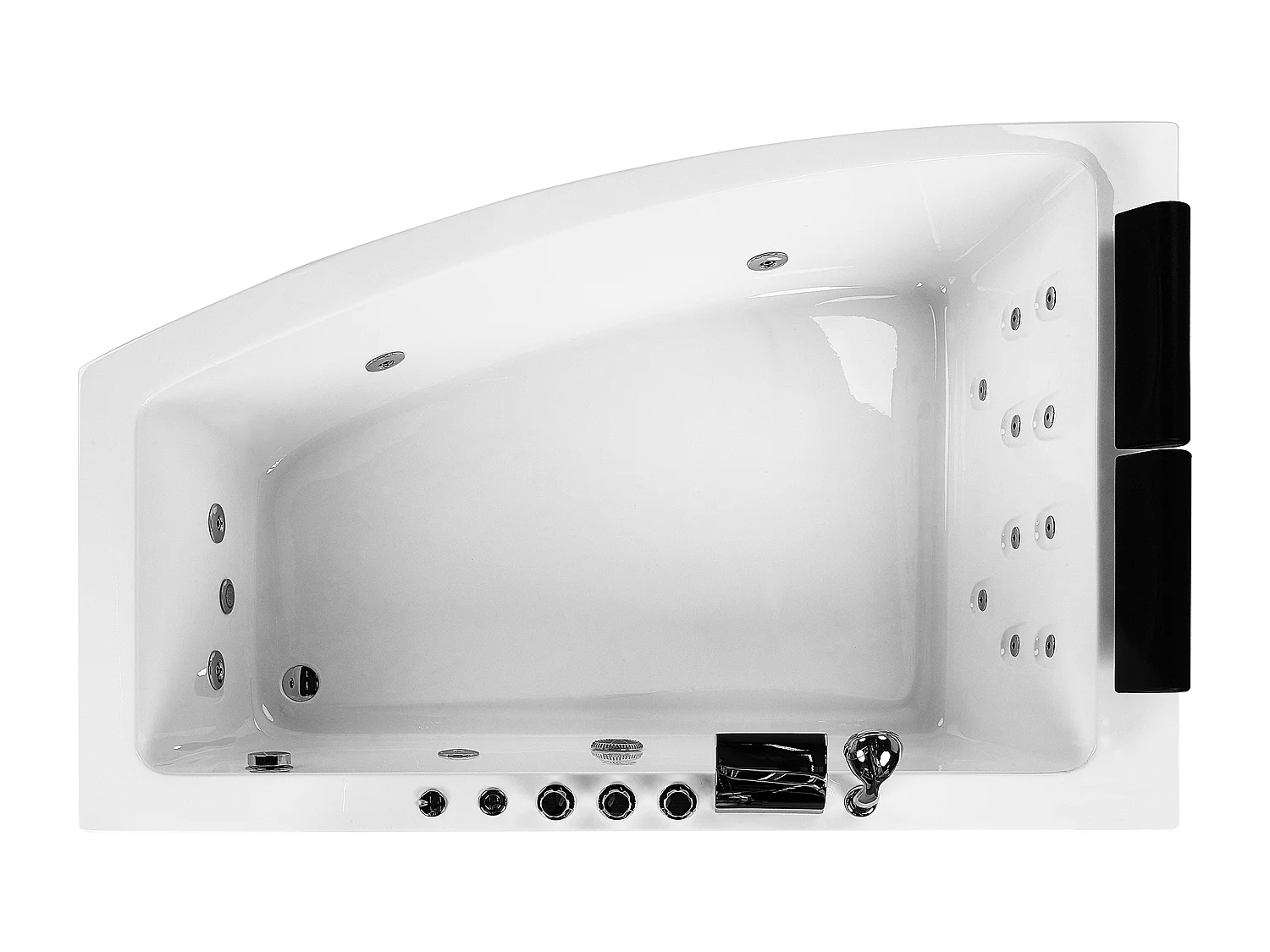 Baignoire d'angle à remous avec LED SERRANA Côté droit 182 x 121 cm Blanc