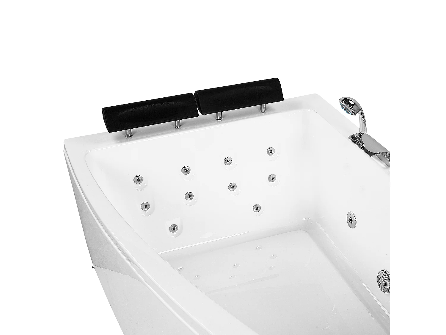 Baignoire d'angle à remous avec LED SERRANA Côté droit 182 x 121 cm Blanc