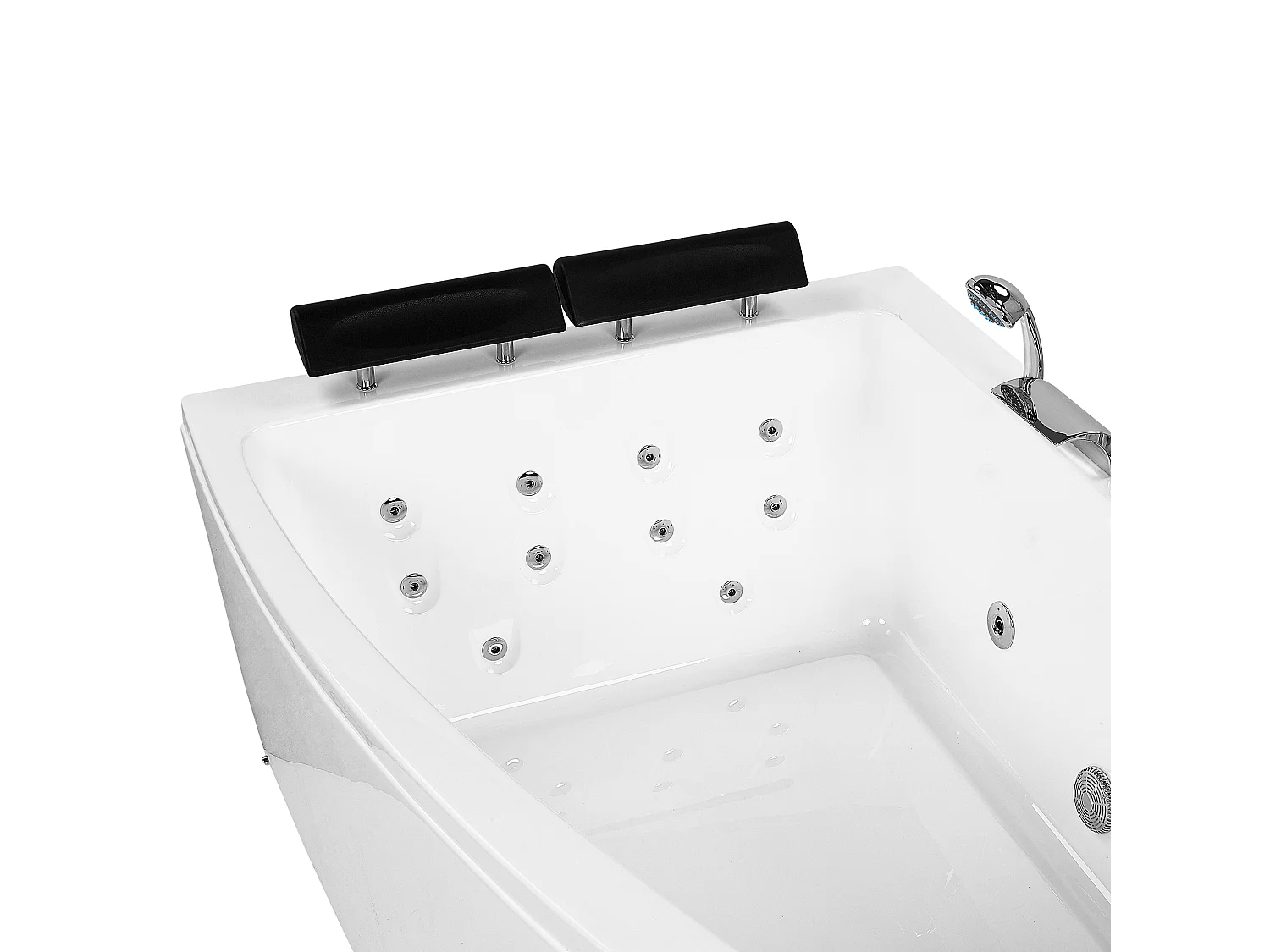 Baignoire d\'angle à remous avec LED SERRANA Côté droit 182 x 121 cm Blanc