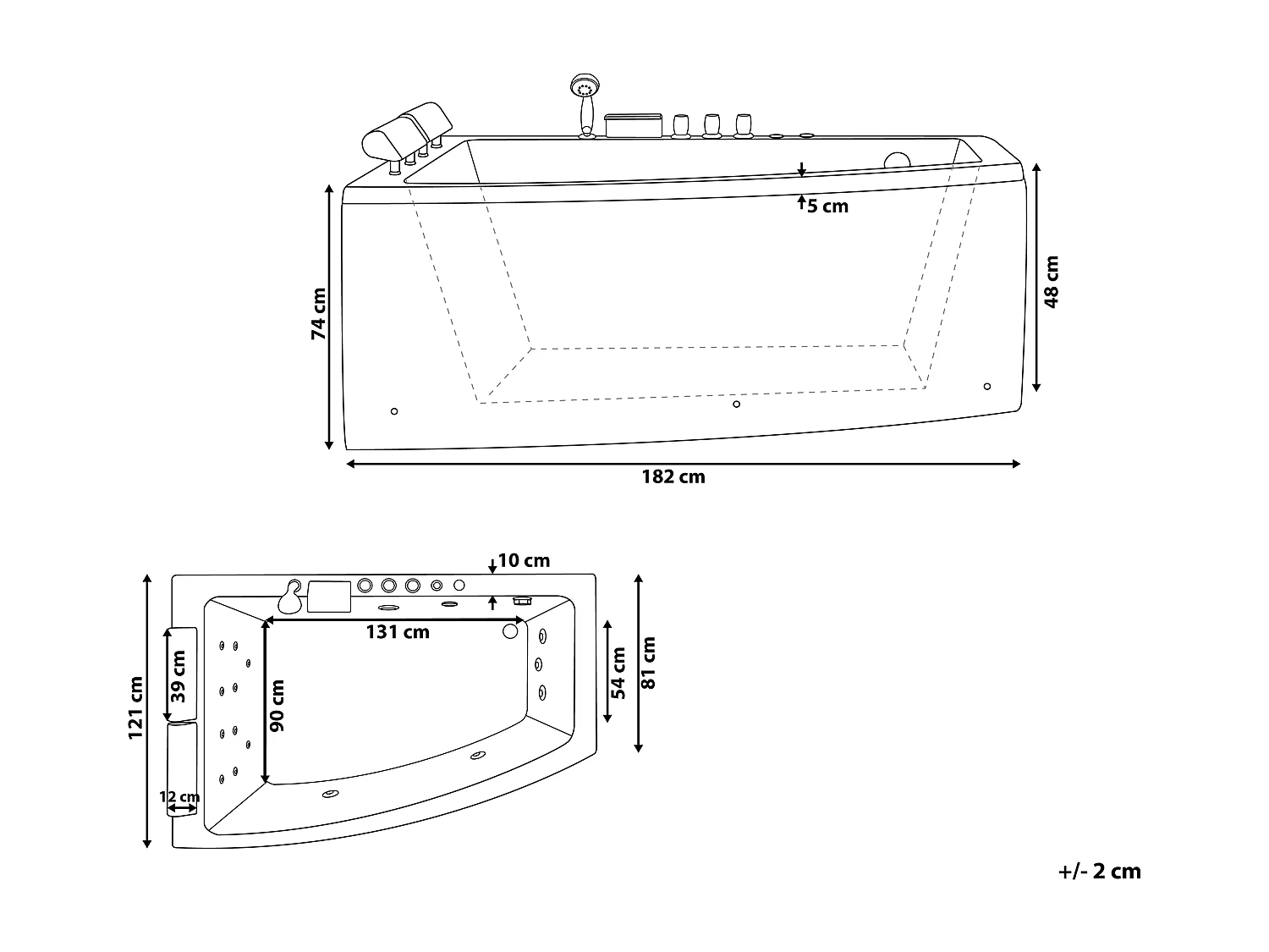 Vasca idromassaggio angolare SERRANA Lato destro Bianco
