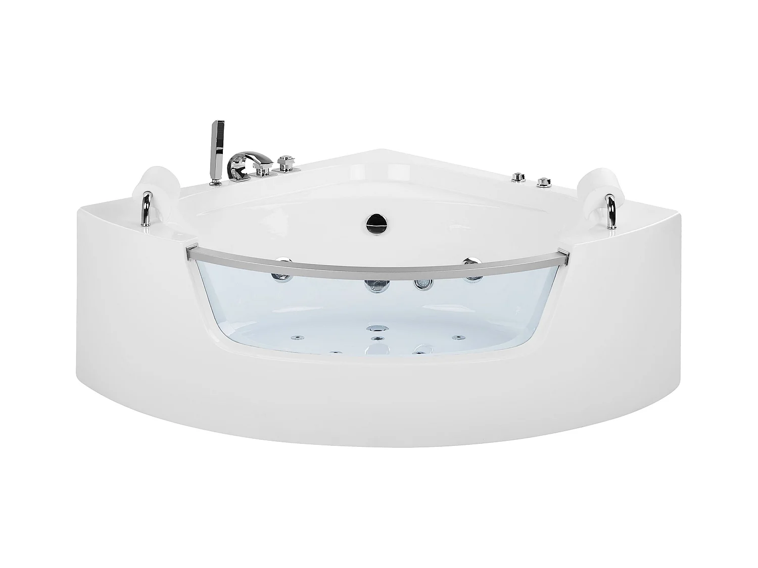 Banheira de hidromassagem de canto com LED MANGLE 1870 x 1360 mm Branco