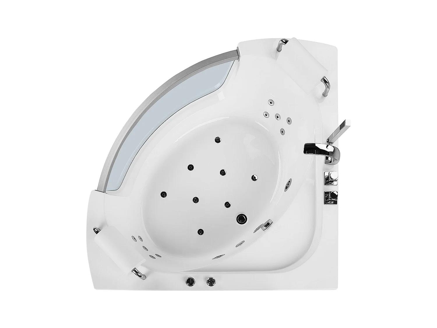 Banheira de hidromassagem de canto com LED MANGLE 1870 x 1360 mm Branco