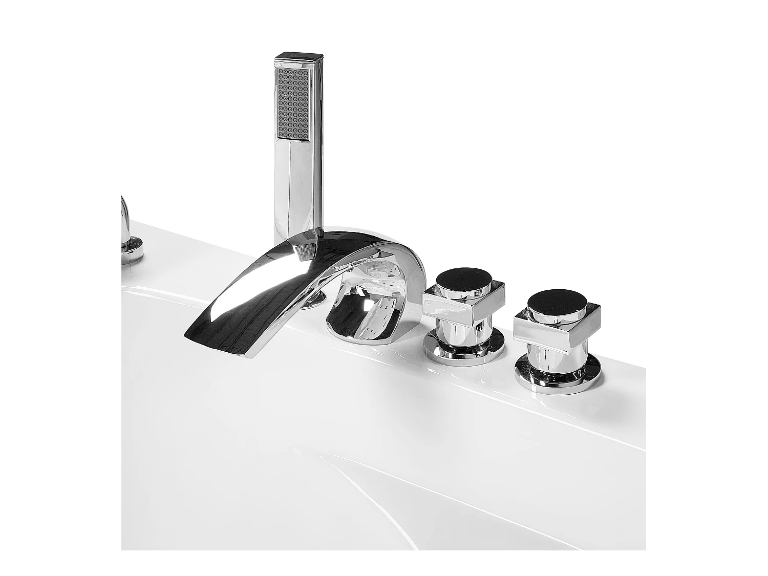 Banheira de hidromassagem de canto com LED MANGLE 1870 x 1360 mm Branco