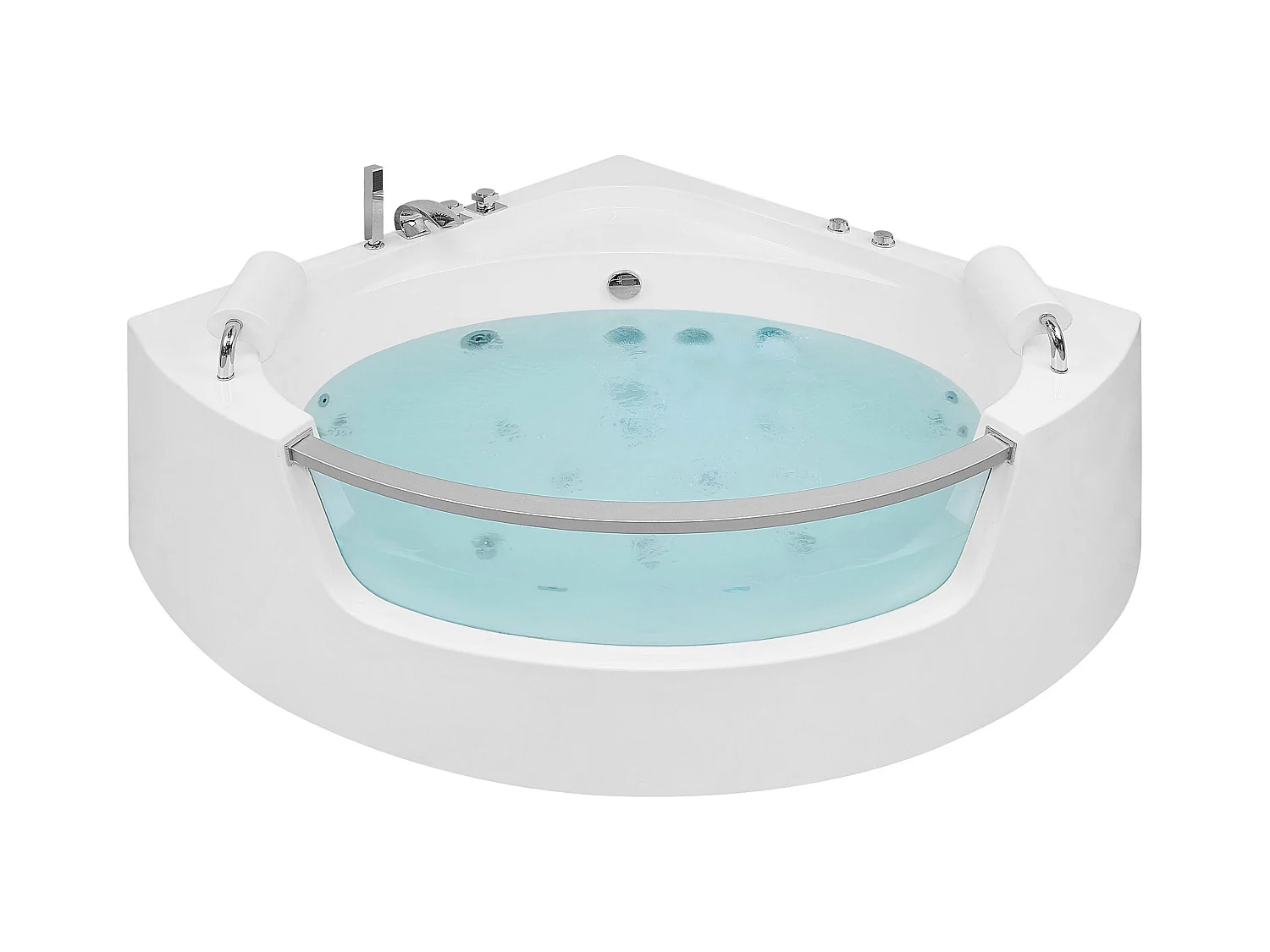 Baignoire d'angle à remous avec LED MANGLE 187 x 136 cm Blanc