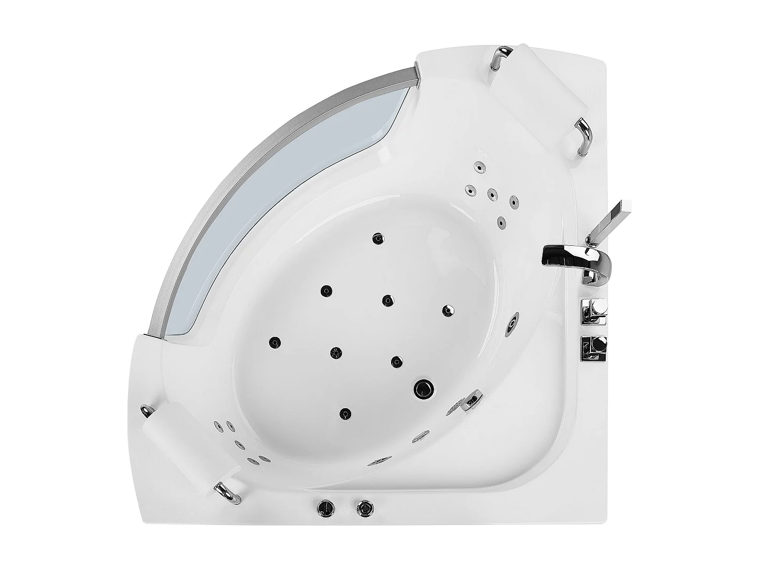 Luxus Whirlwanne Eckbadewanne Spa weiß große Doppelwanne mit Massage LED Mangle