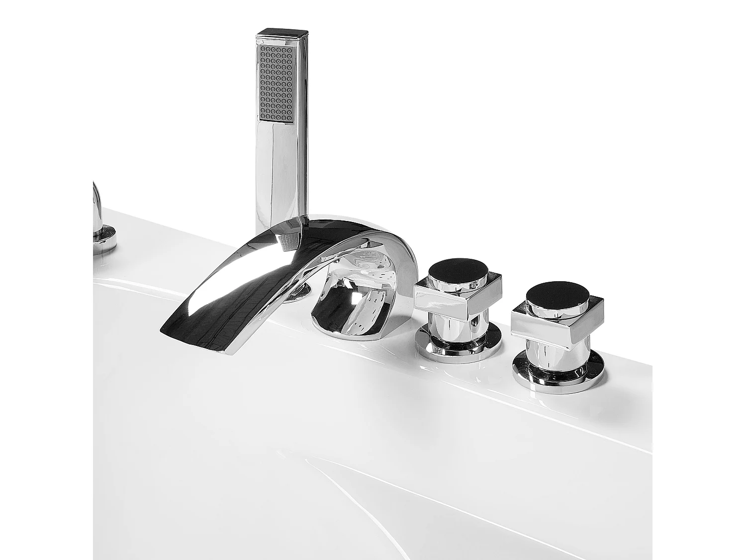 Luxus Whirlwanne Eckbadewanne Spa weiß große Doppelwanne mit Massage LED Mangle