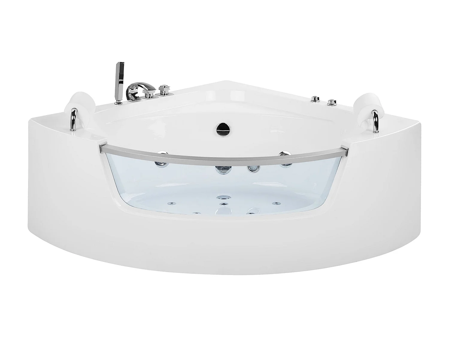 Baignoire d\'angle à remous avec LED MANGLE 187 x 136 cm Blanc