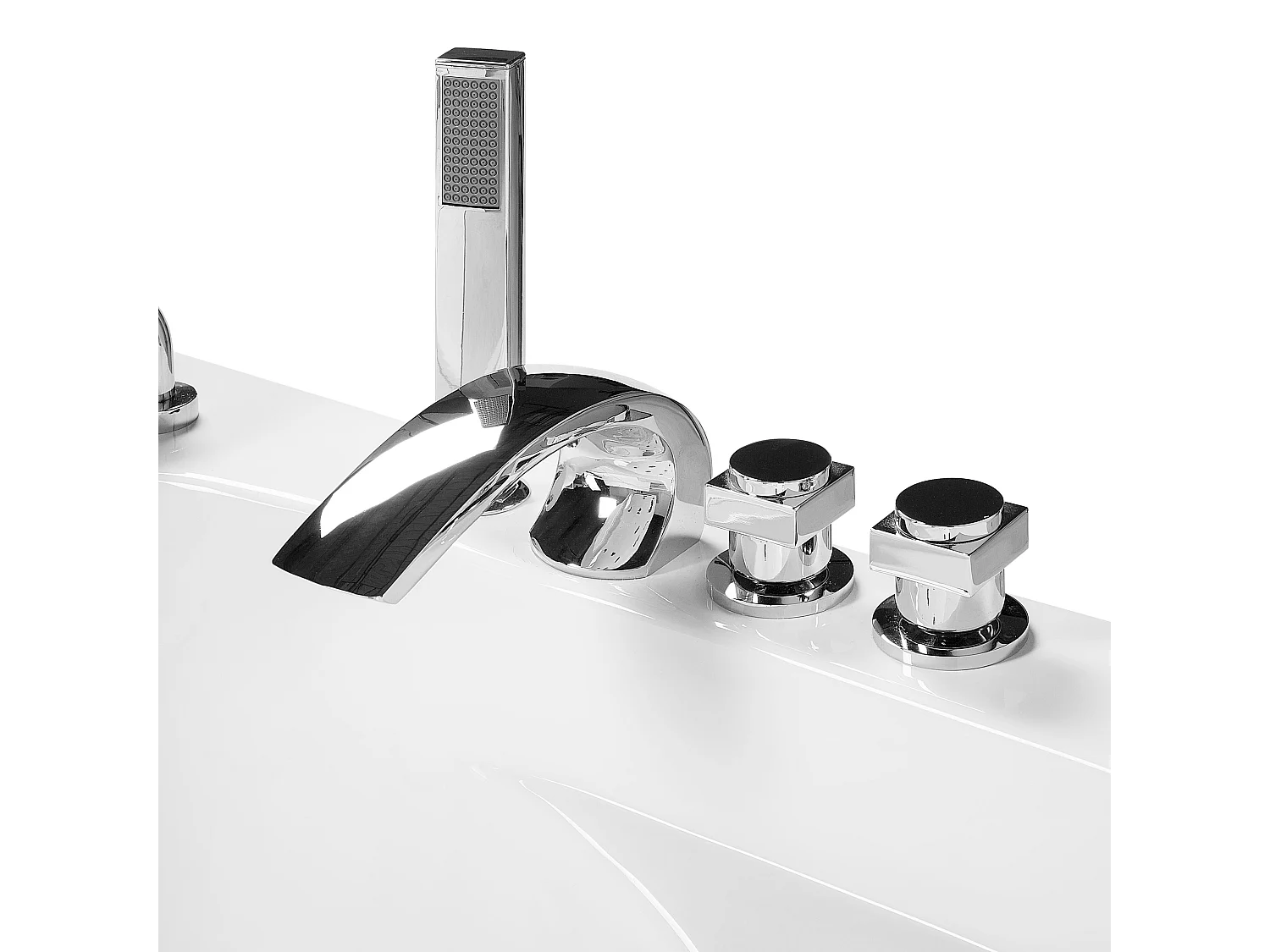 Baignoire d\'angle à remous avec LED MANGLE 187 x 136 cm Blanc