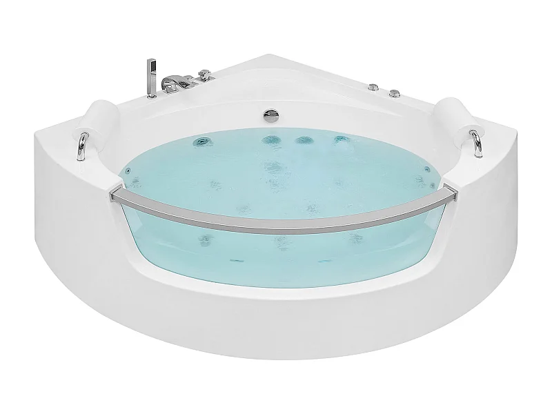 Hoek bubbelbad met LED MANGLE 187 x 136 cm Wit