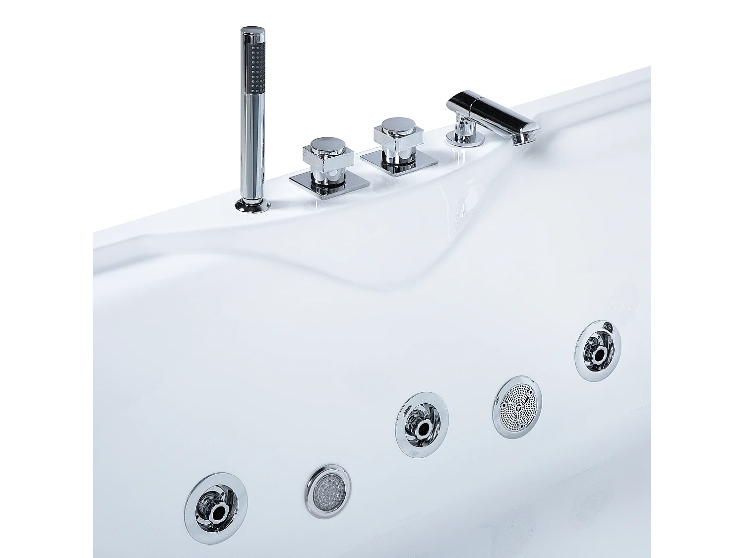 Hoek bubbelbad met LED MARQUIS 180 x 90 cm Wit