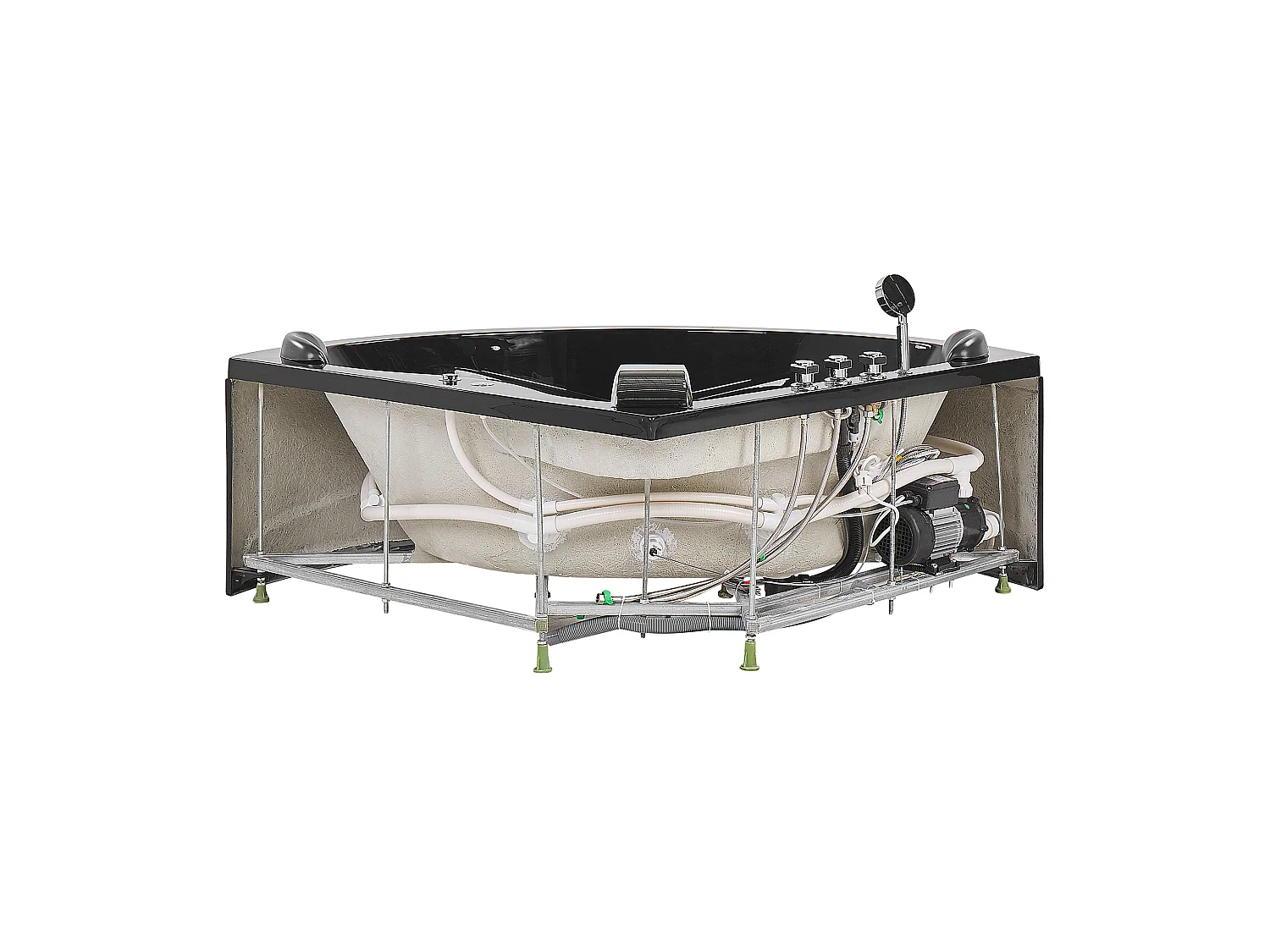 Baignoire d'angle à remous avec LED BARACOA 197 x 140 cm Noir