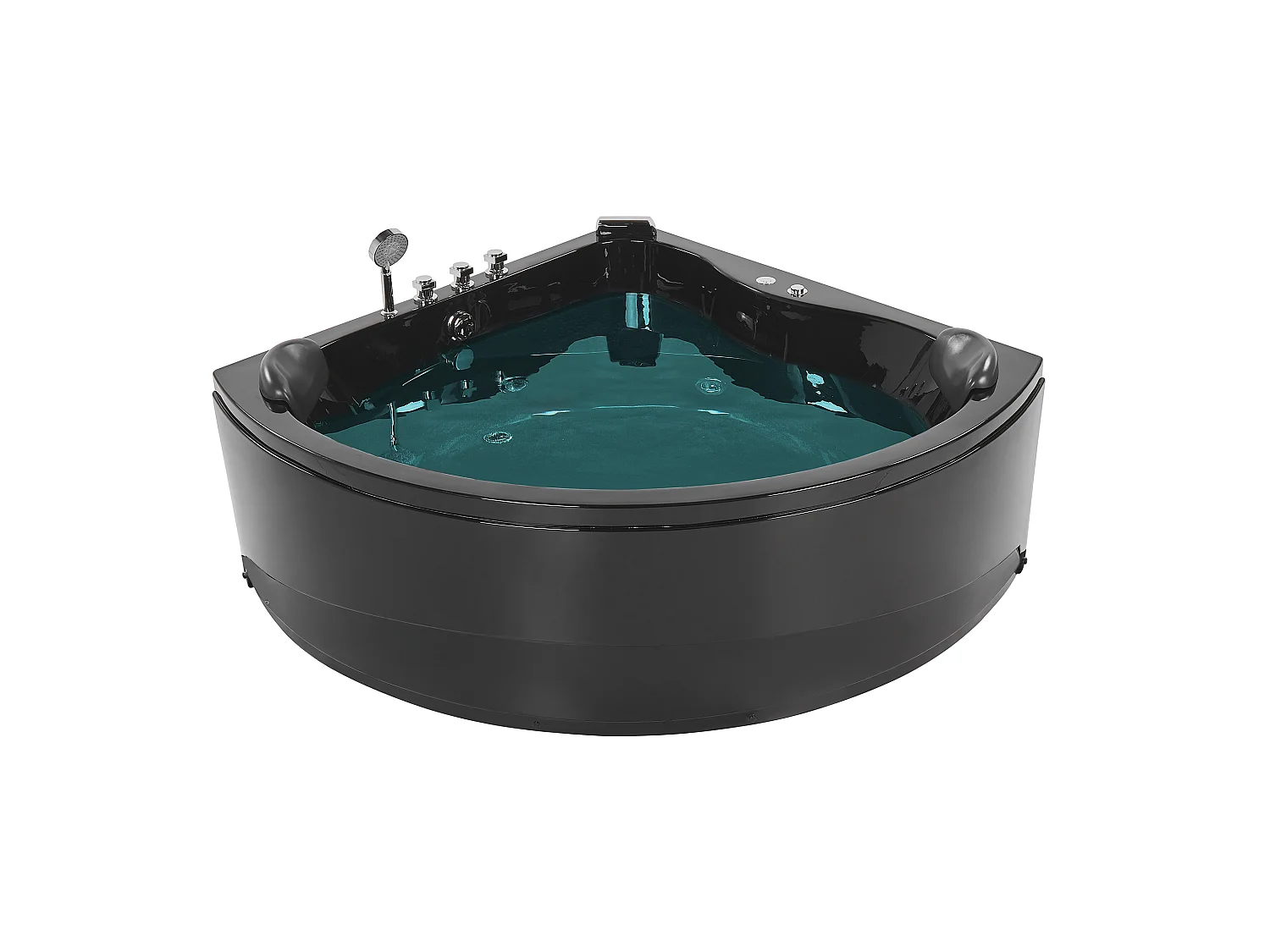Baignoire d'angle à remous avec LED BARACOA 197 x 140 cm Noir