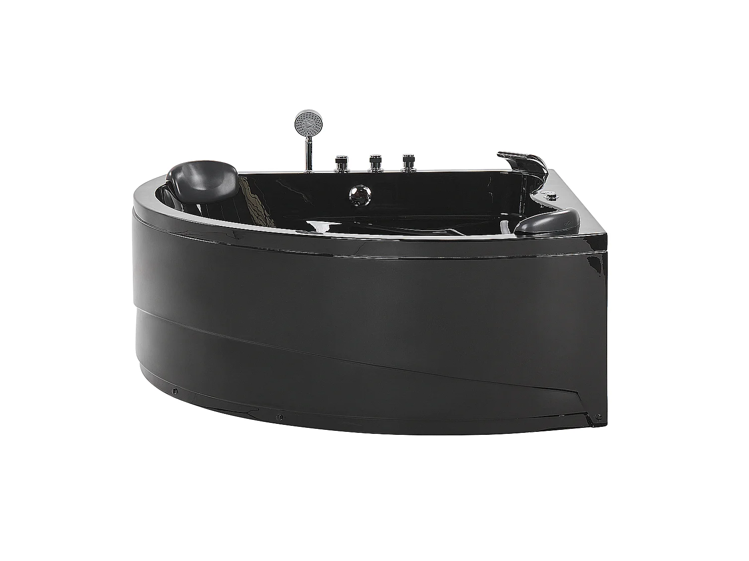 Baignoire d'angle à remous avec LED BARACOA 197 x 140 cm Noir