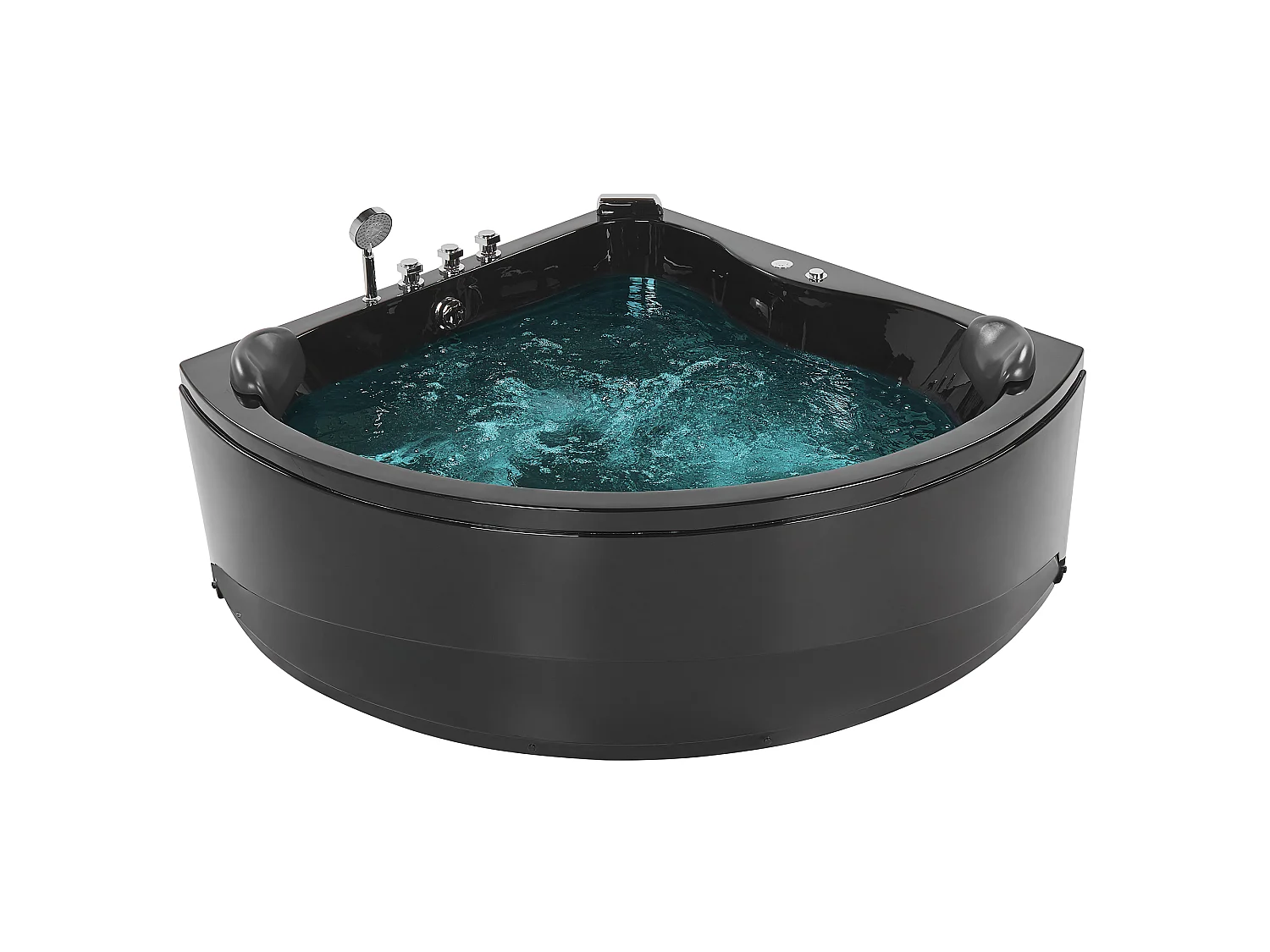 Hoek bubbelbad met LED BARACOA 197 x 140 cm Zwart