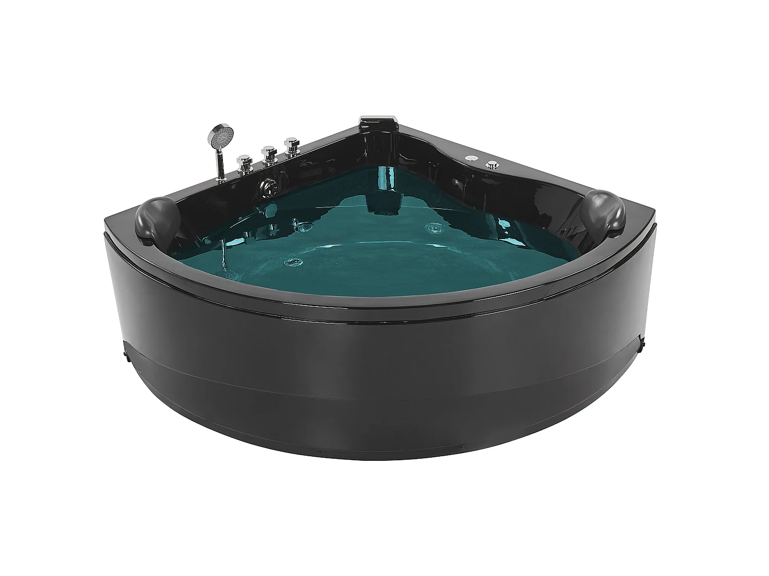 Hoek bubbelbad met LED BARACOA 197 x 140 cm Zwart