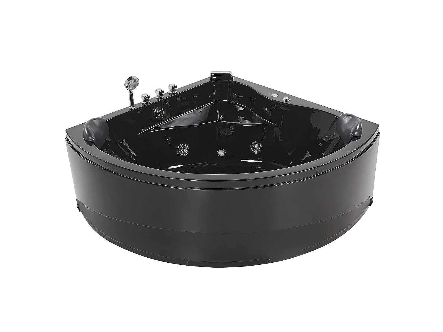 Hoek bubbelbad met LED BARACOA 197 x 140 cm Zwart