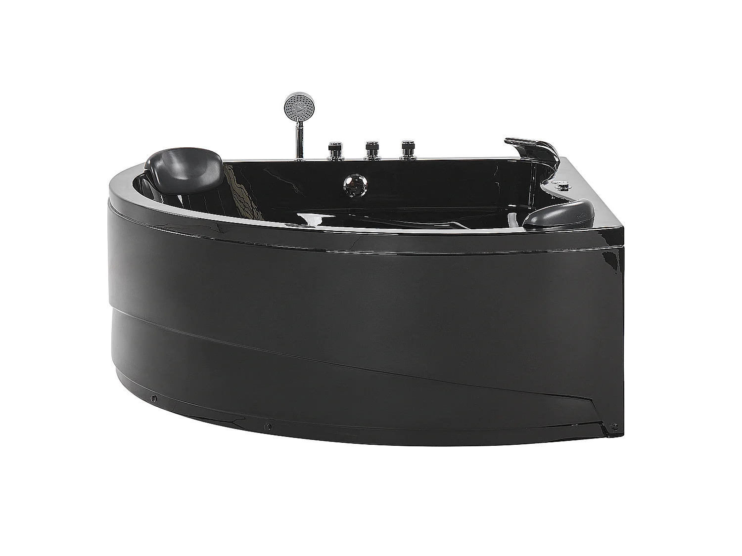 Hoek bubbelbad met LED BARACOA 197 x 140 cm Zwart