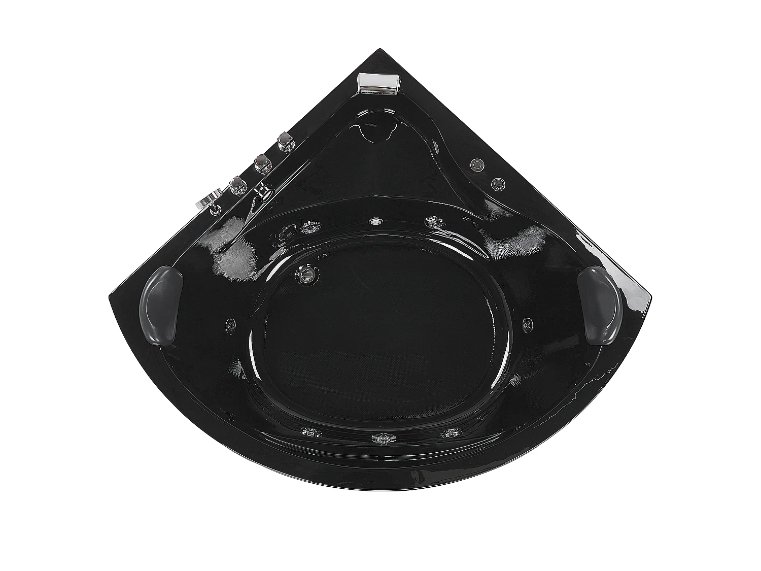 Hoek bubbelbad met LED BARACOA 197 x 140 cm Zwart