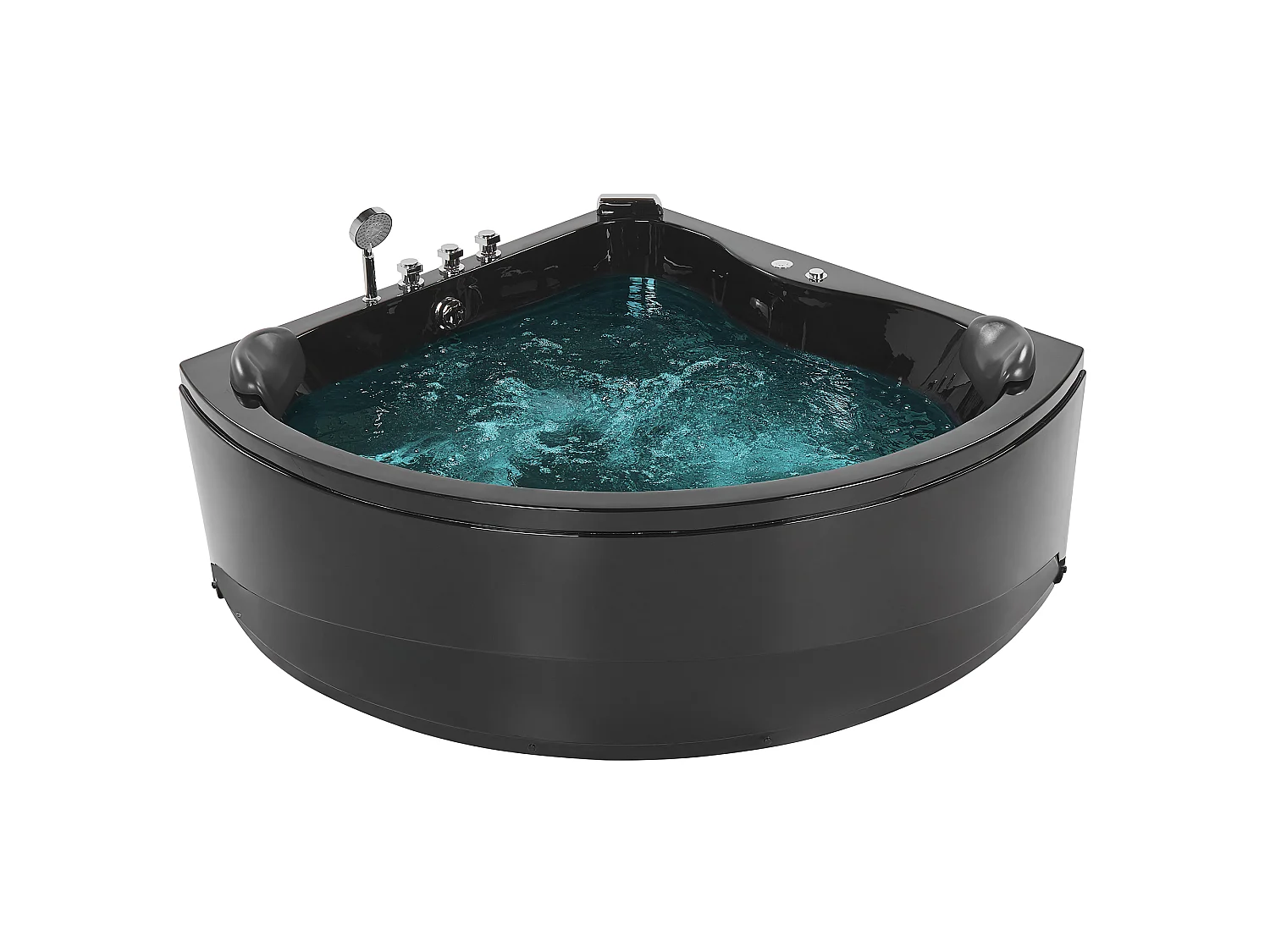 Hoek bubbelbad met LED BARACOA 197 x 140 cm Zwart
