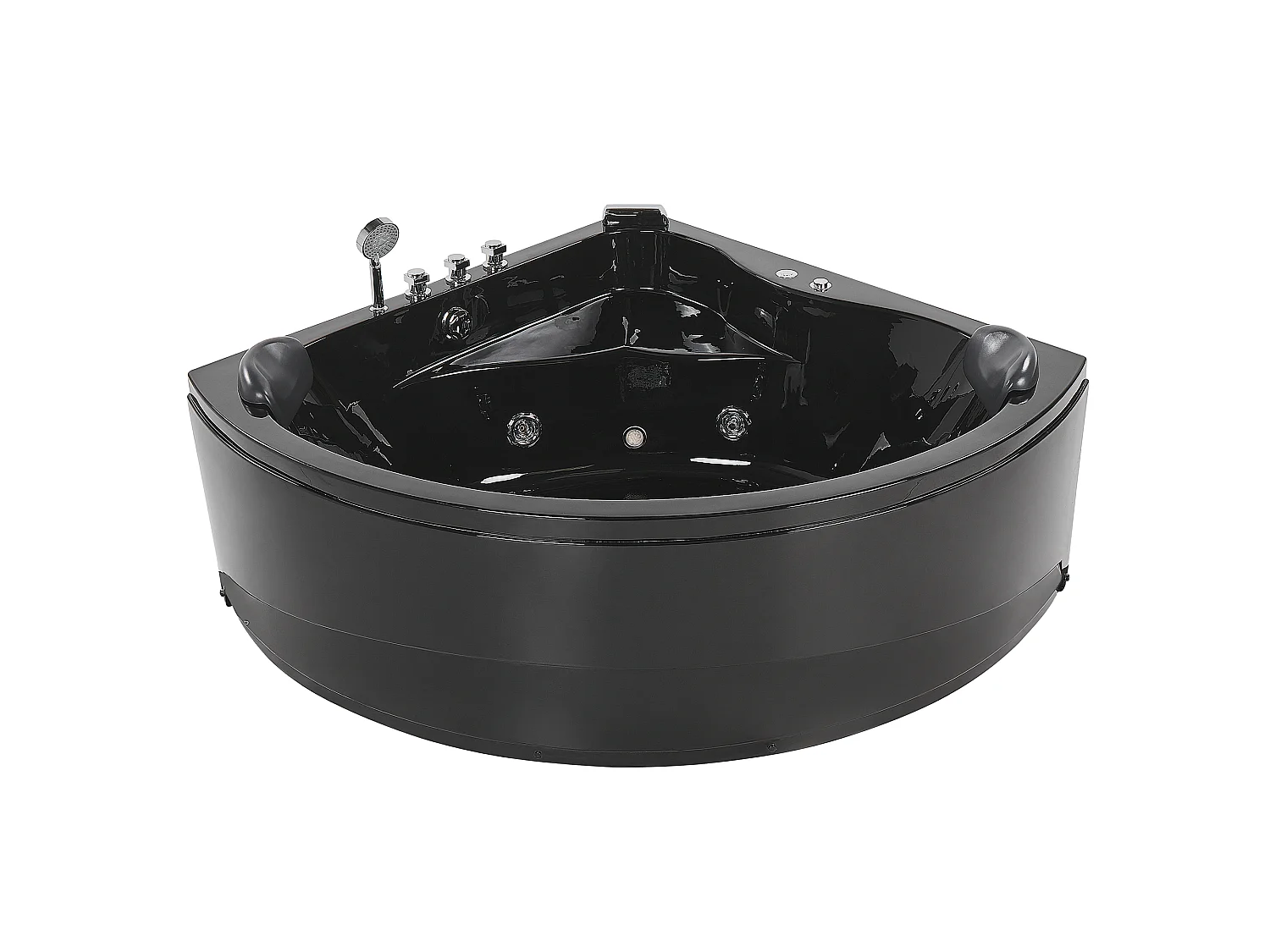 Hoek bubbelbad met LED BARACOA 197 x 140 cm Zwart