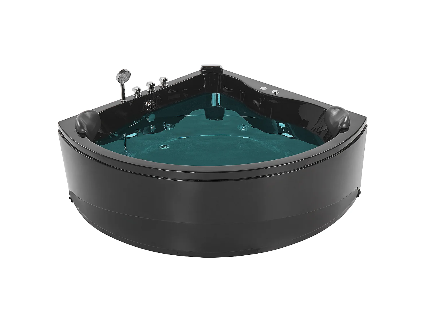 Hoek bubbelbad met LED BARACOA 197 x 140 cm Zwart