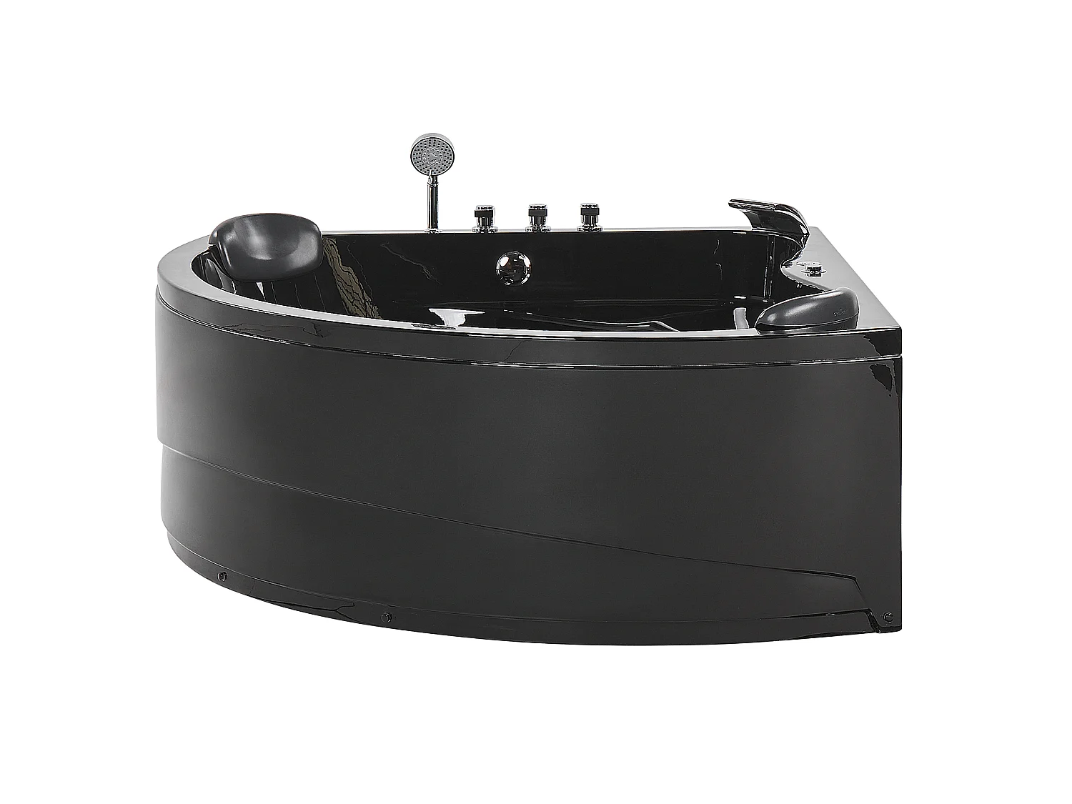 Hoek bubbelbad met LED BARACOA 197 x 140 cm Zwart