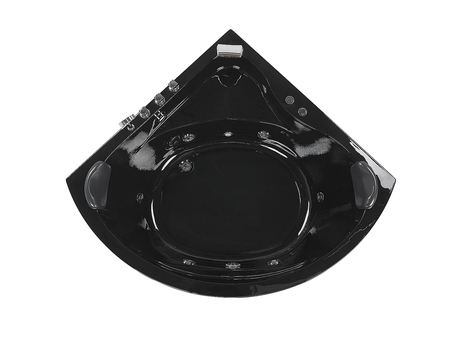 Hoek bubbelbad met LED BARACOA 197 x 140 cm Zwart