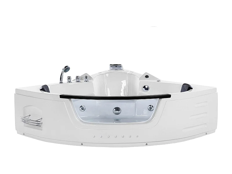 Whirlpool Badewanne Eckmodell mit LED MARTINICA 198 x 144 cm Weiss