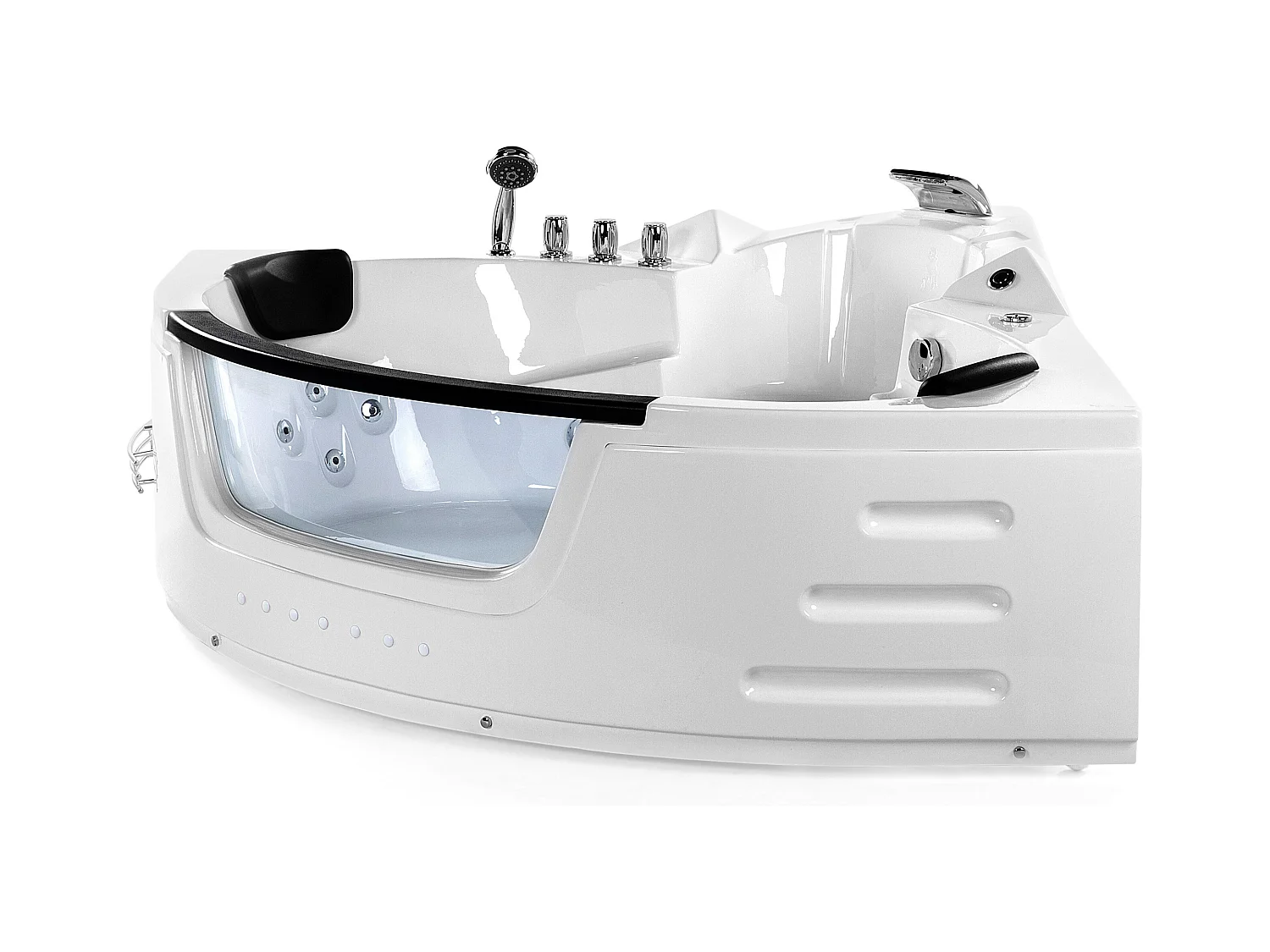 Hoek bubbelbad met LED MARTINICA 198 x 144 cm Wit