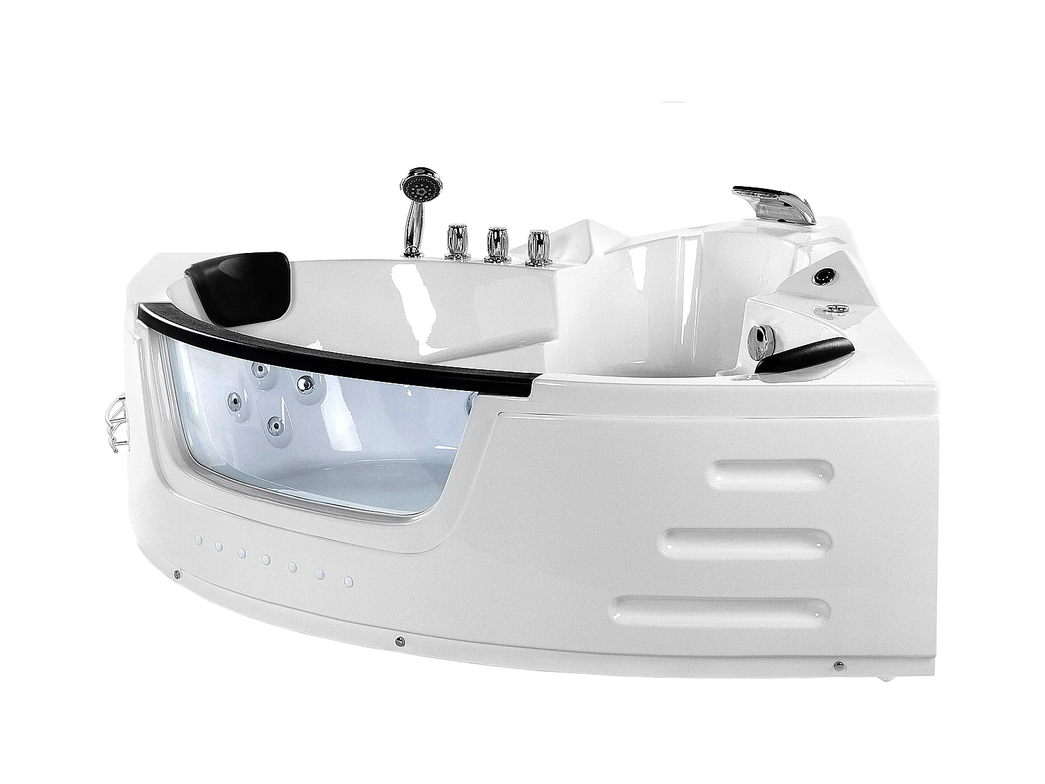 Hoek bubbelbad met LED MARTINICA 198 x 144 cm Wit