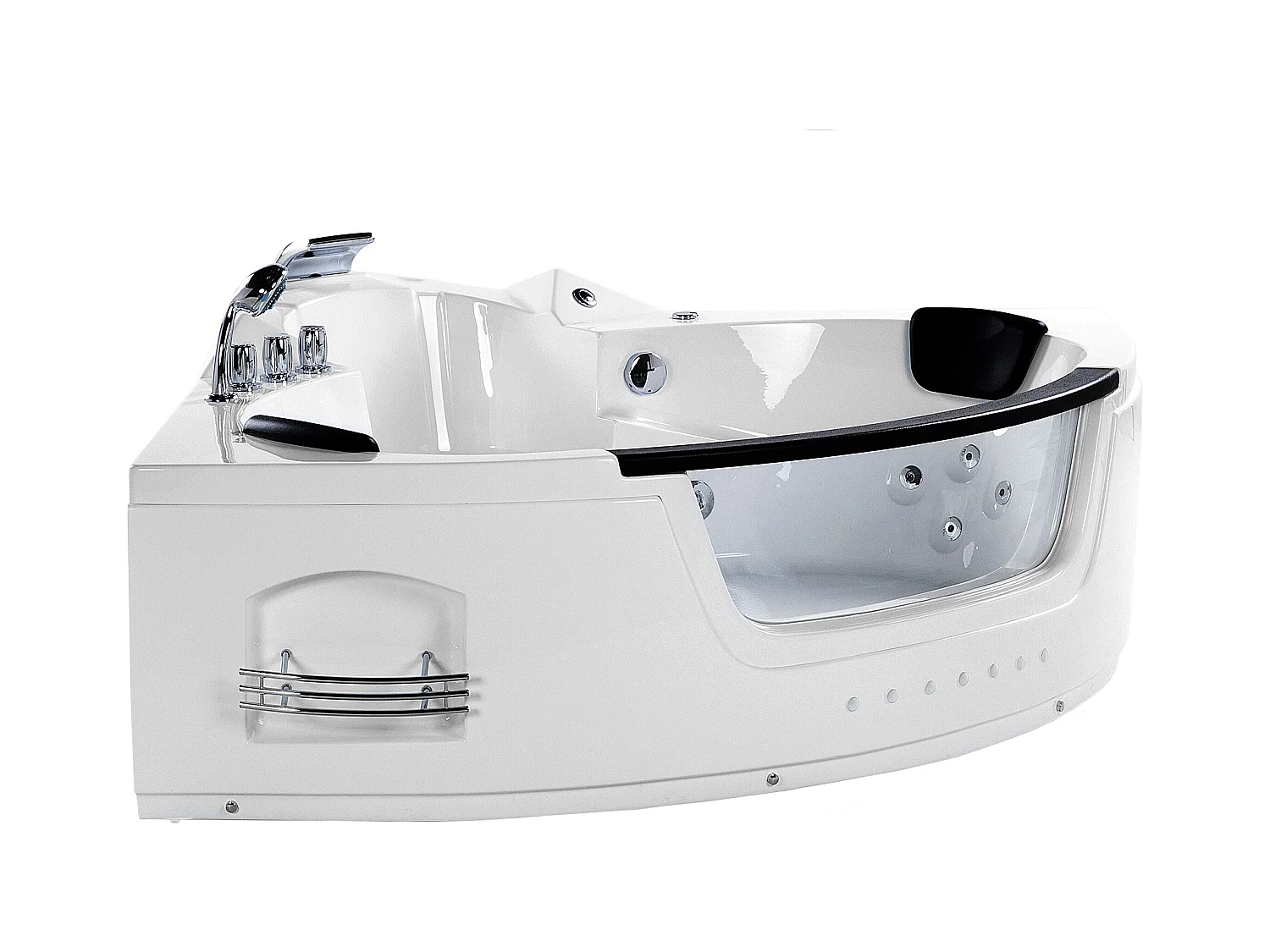 Hoek bubbelbad met LED MARTINICA 198 x 144 cm Wit