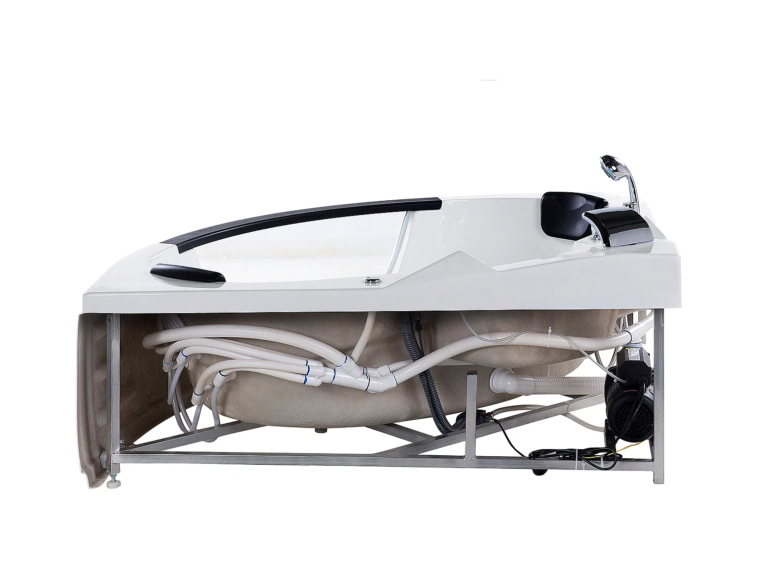 Hoek bubbelbad met LED MARTINICA 198 x 144 cm Wit