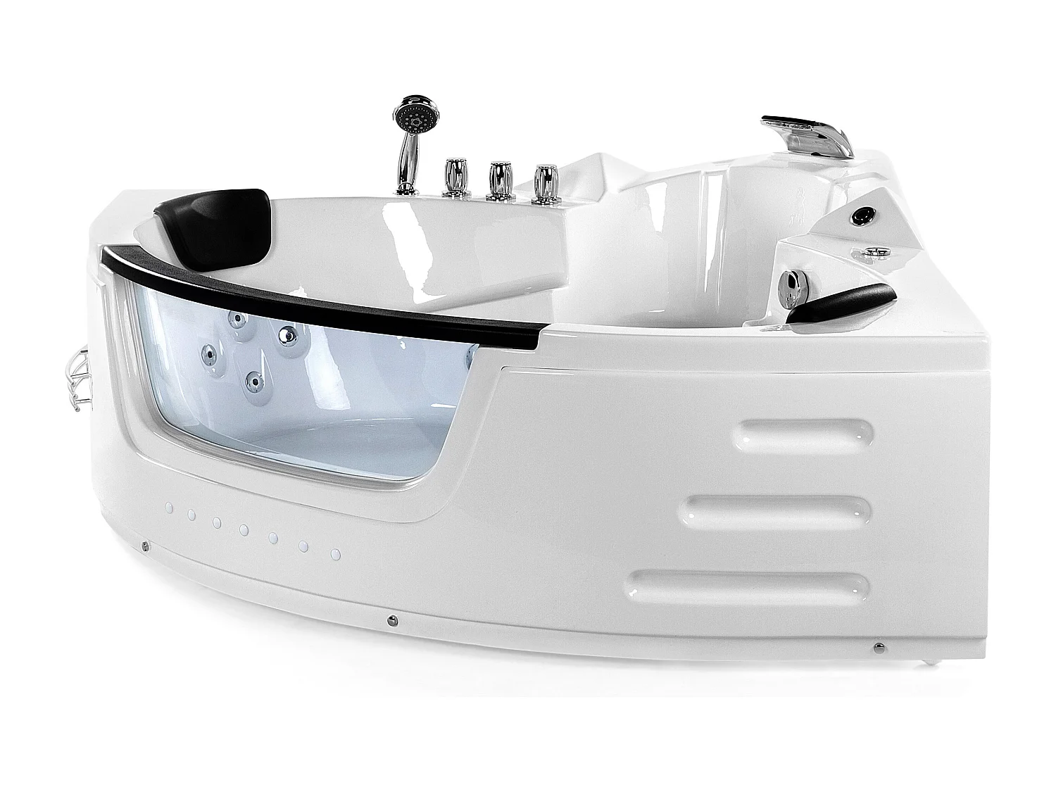 Baignoire d'angle à remous avec LED MARTINICA 198 x 144 cm Blanc