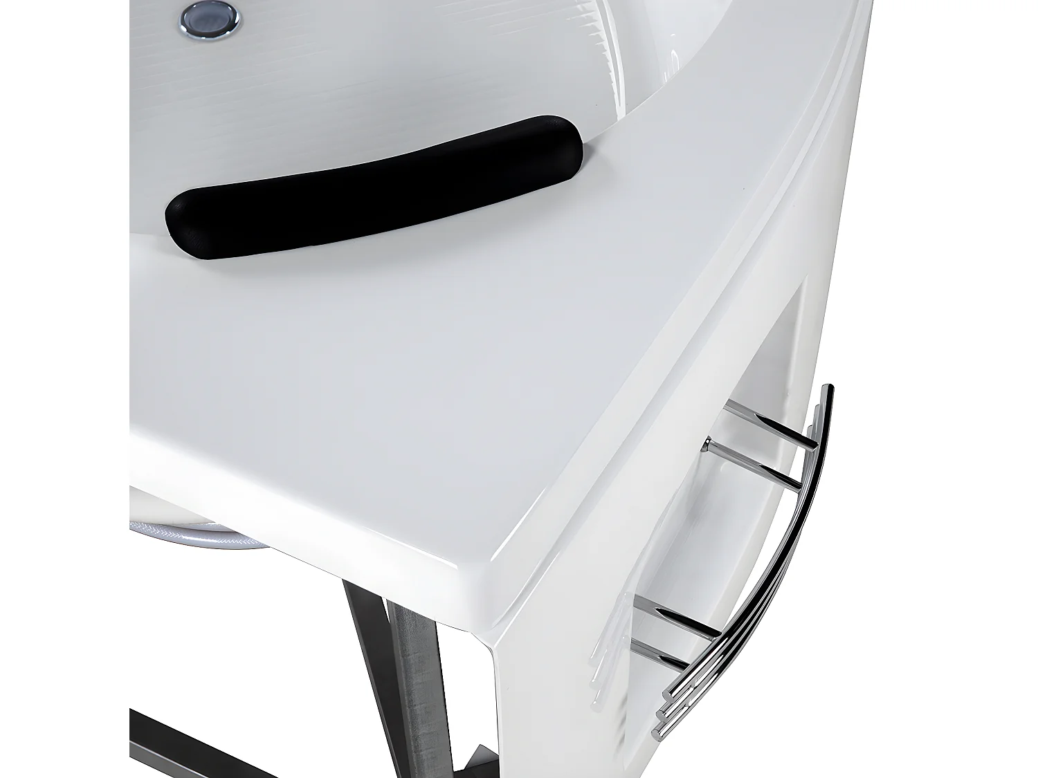 Baignoire d'angle à remous avec LED MARTINICA 198 x 144 cm Blanc