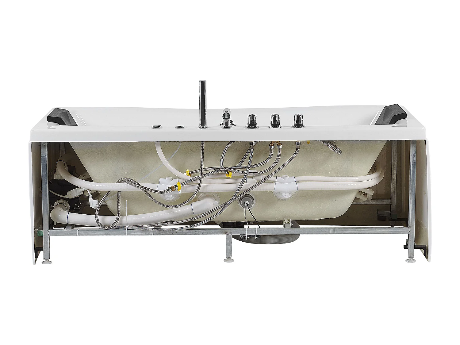 Luxus Whirlwanne Badewanne Spa weiß rechteckig Doppelwanne mit Massage LED Moor