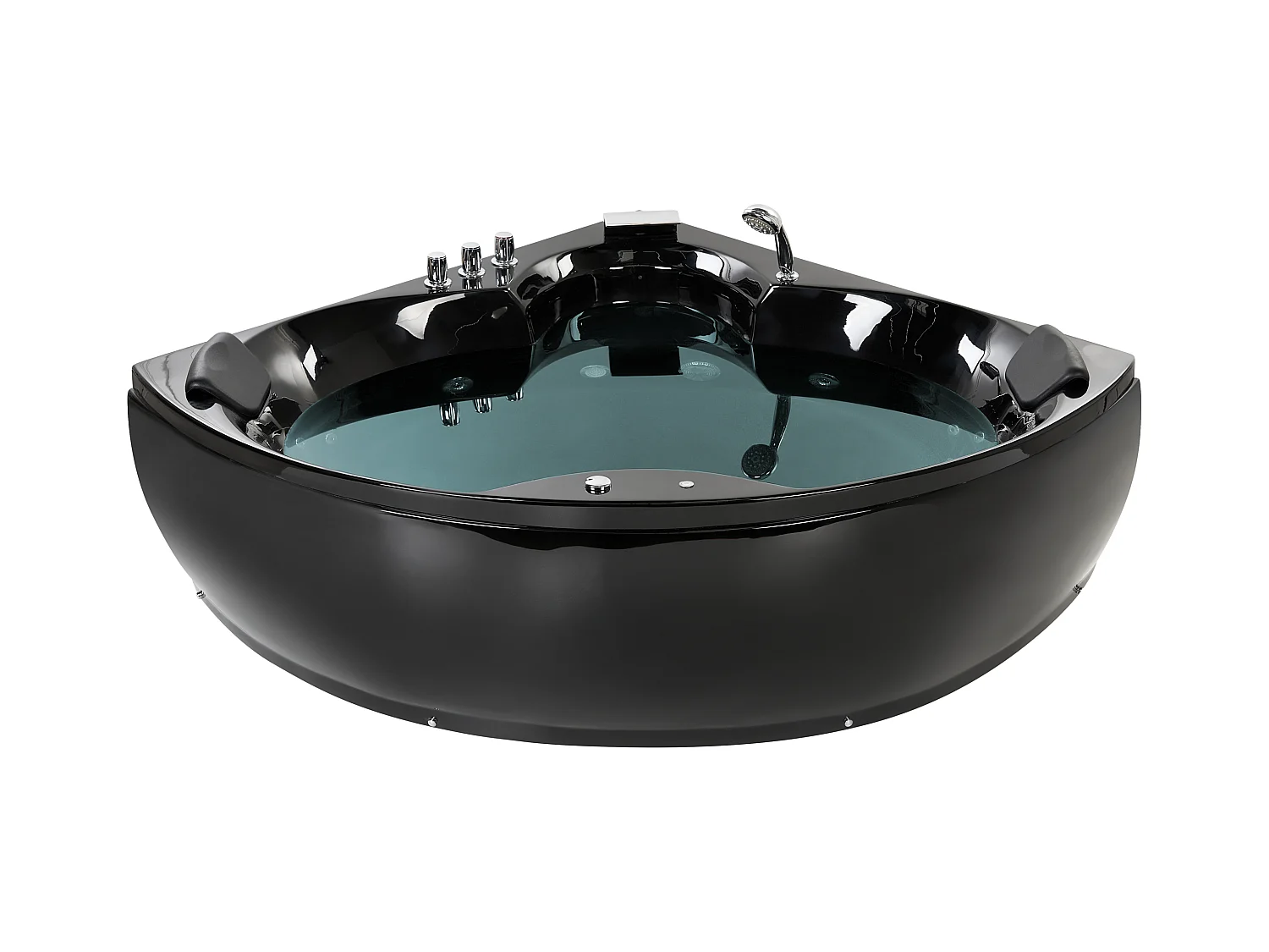 Hoek bubbelbad met LED SENADO 205 x 150 cm Zwart