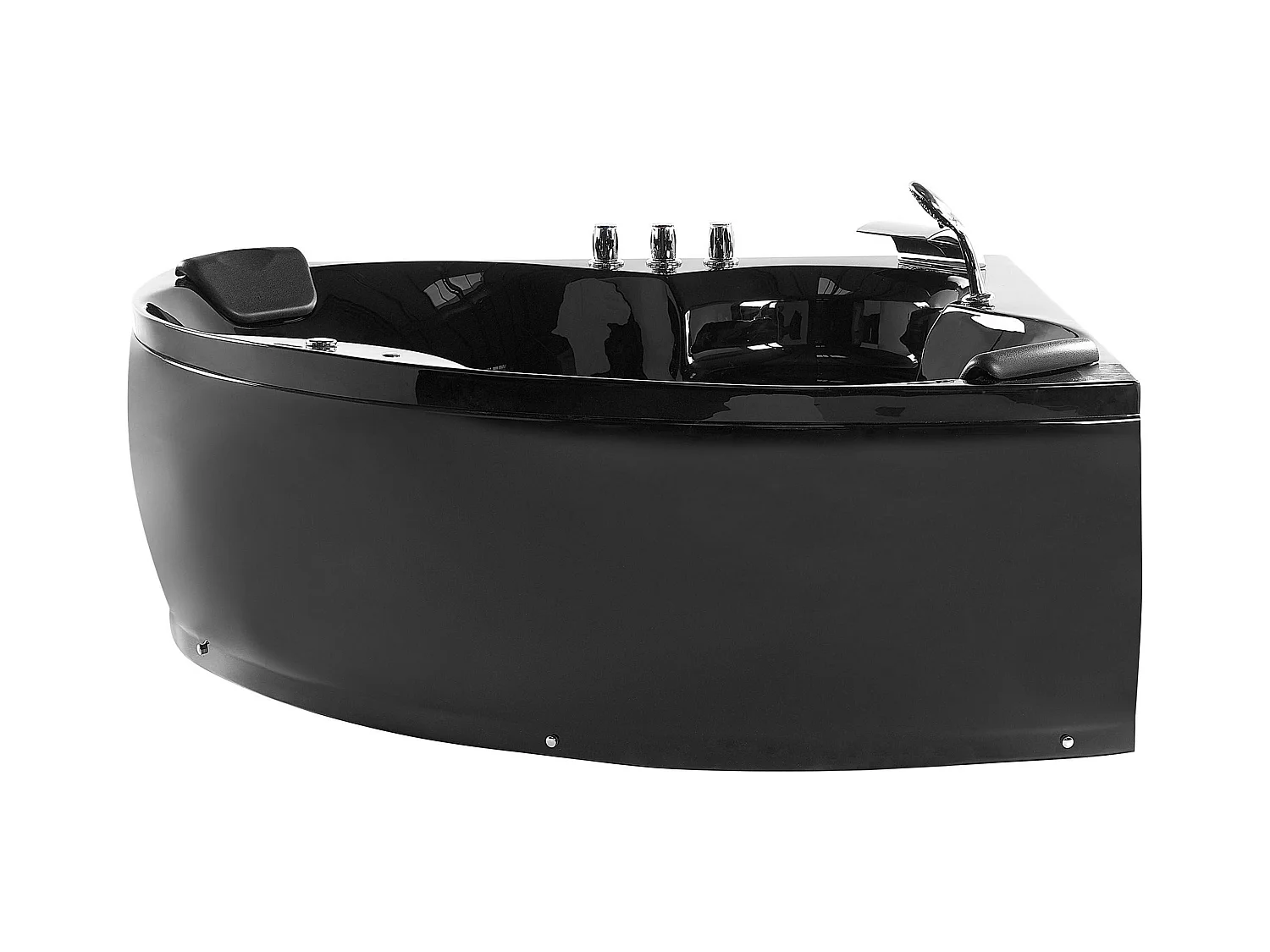 Hoek bubbelbad met LED SENADO 205 x 150 cm Zwart