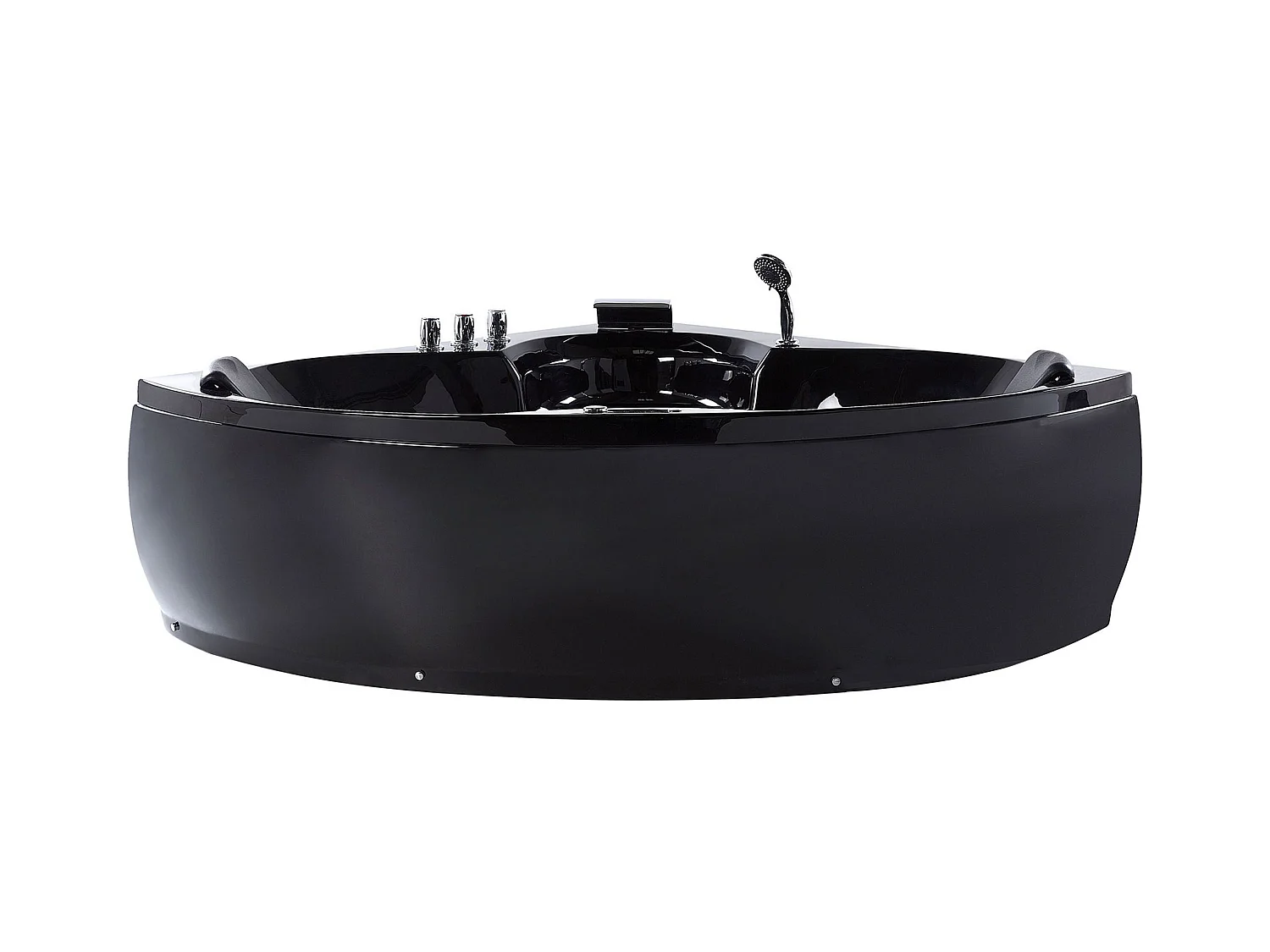 Hoek bubbelbad met LED SENADO 205 x 150 cm Zwart