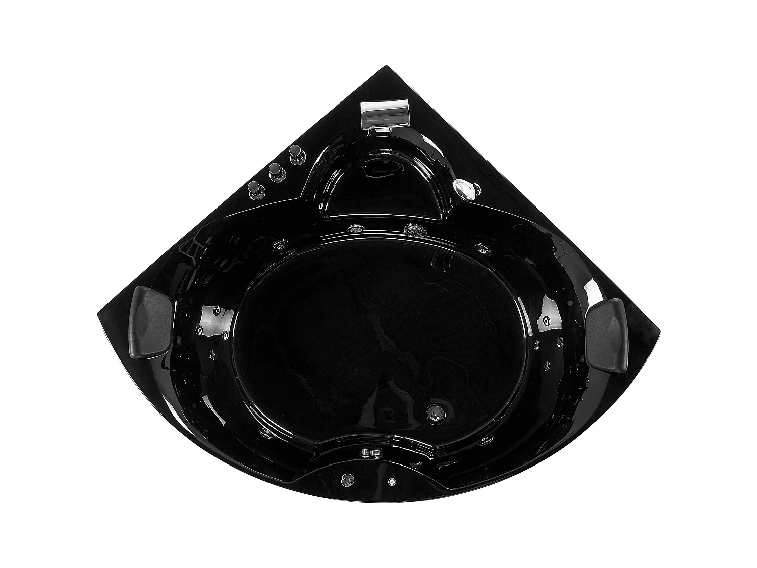 Hoek bubbelbad met LED SENADO 205 x 150 cm Zwart